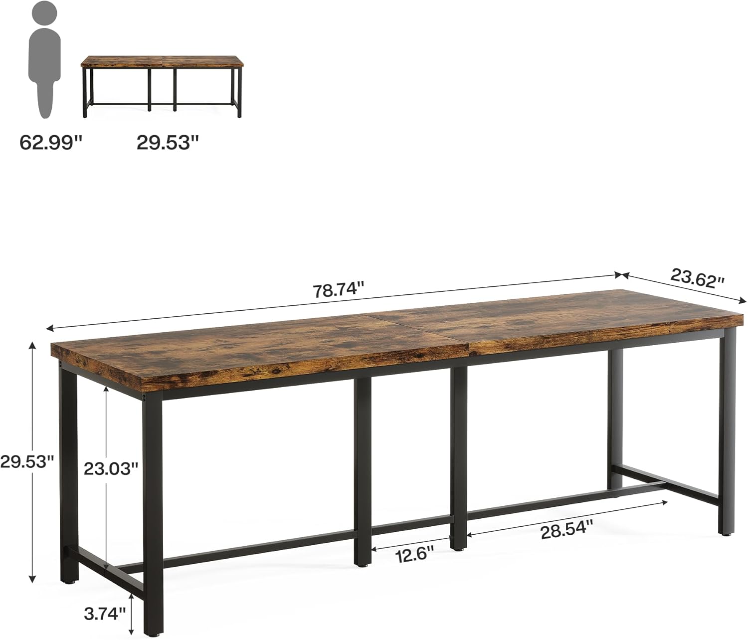 Double Computer Desk, 78.7 Inch Two-Person Study Table