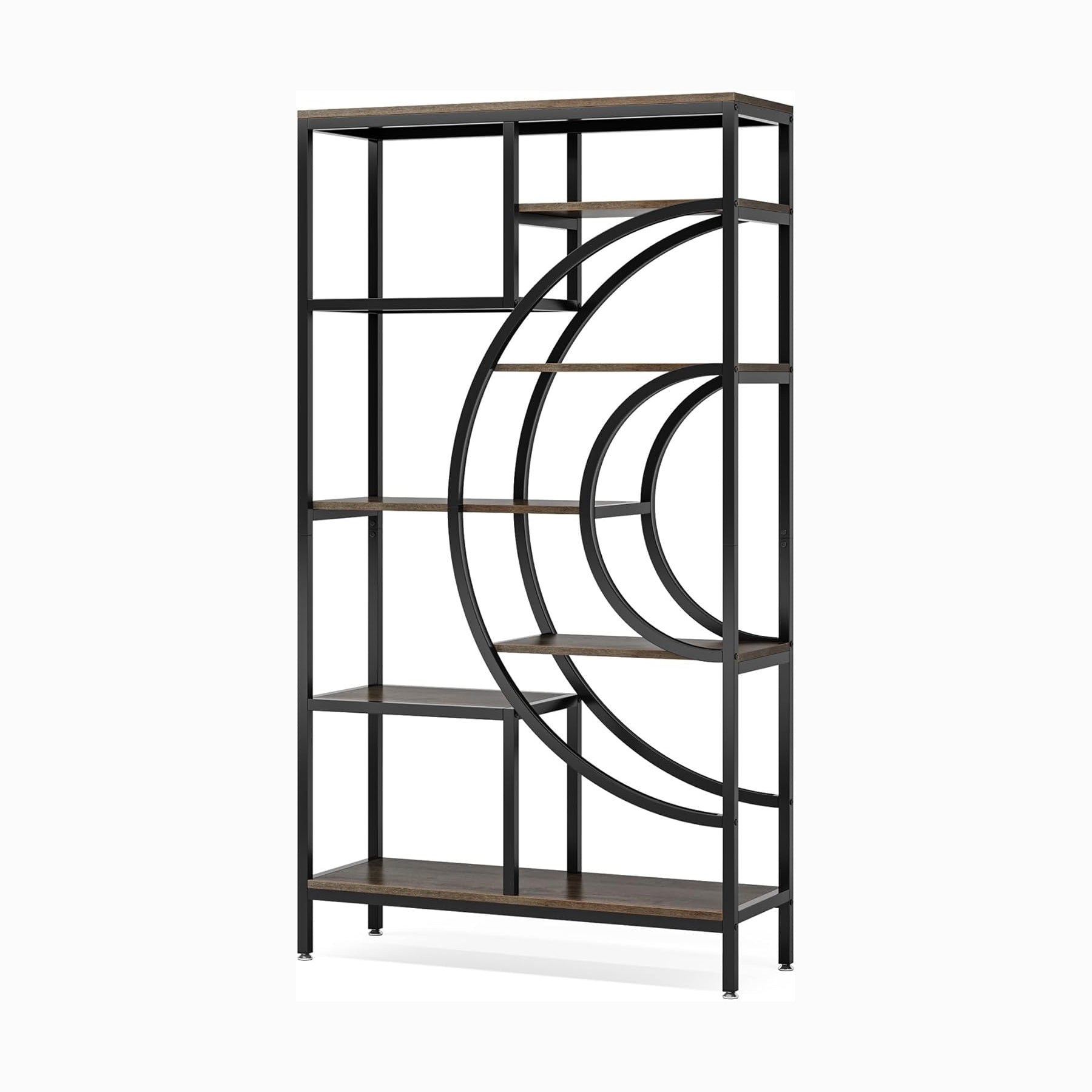 8-Tier Bookshelf, 71" Geometric Bookcase, Industrial Etagere Shelving Unit