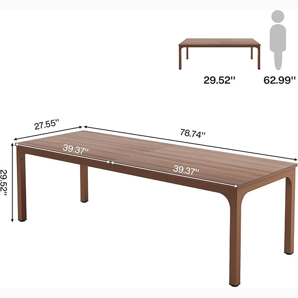 Rectangular Dining Table, 78 inch Long Kitchen Table for 6-8 People