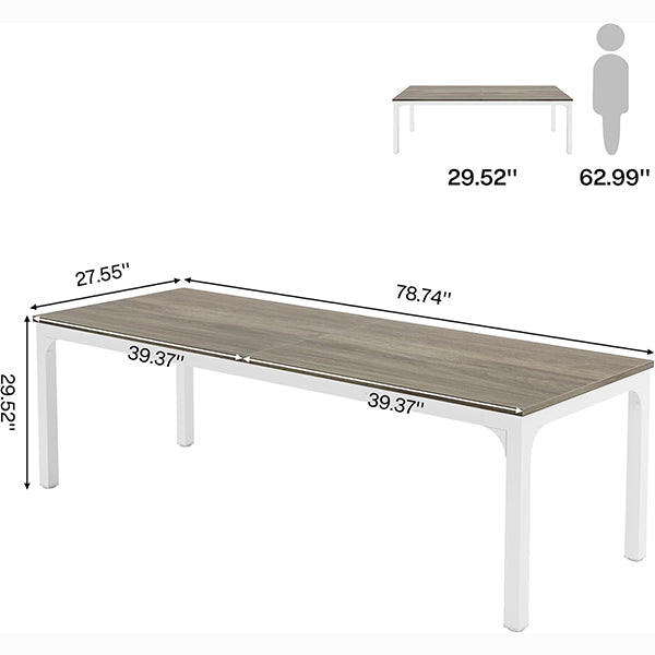 Rectangular Dining Table, 78 inch Long Kitchen Table for 6-8 People