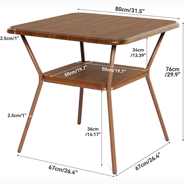 31.5" Square Dining Table, 2-Tier Compact Table for Dining Room and Office in Walnut