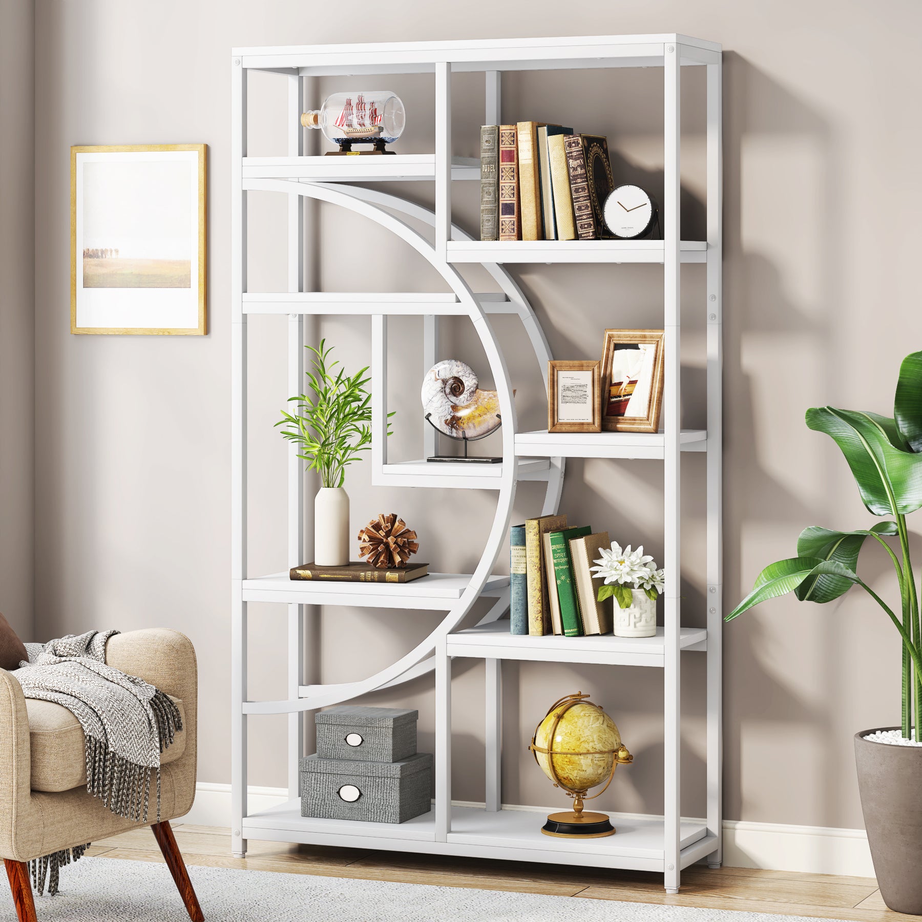 37.4 Inch 5-Tier Industrial Bookshelf for Living Room, Bedroom, Home Office