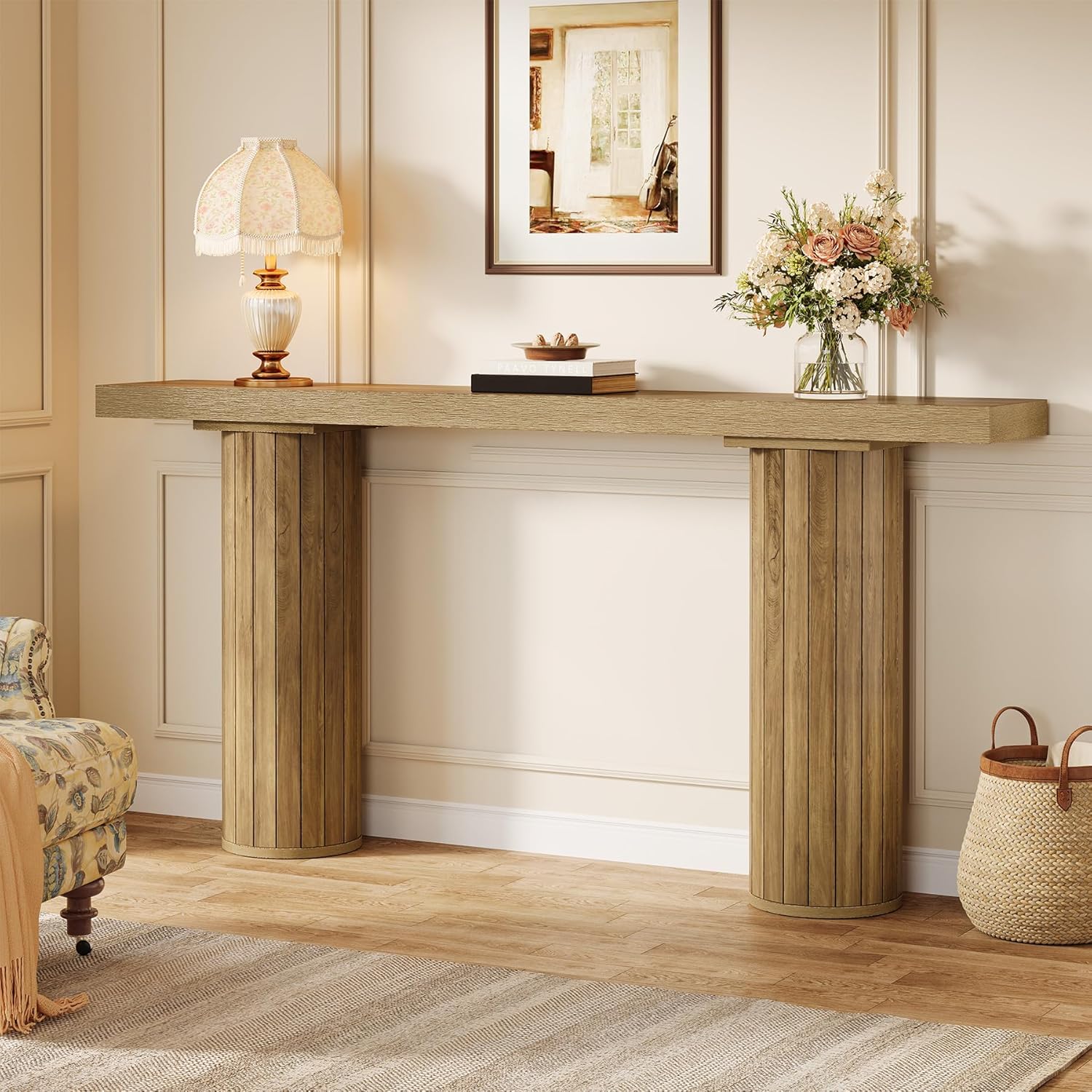 63" Farmhouse Console Table - Long Narrow Sofa Table for Living Room & Hallway
