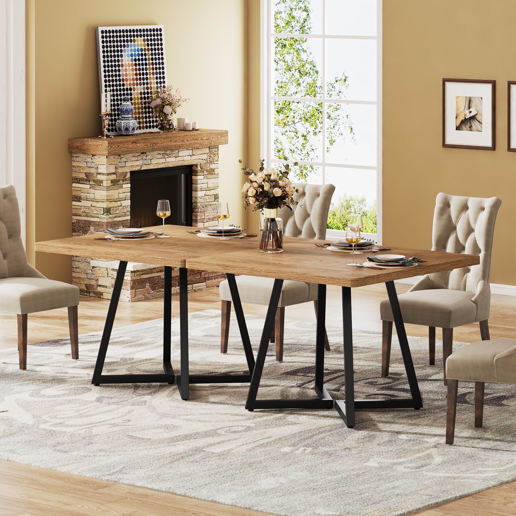 31.5" Square Dining Table, Wood Kitchen Table for 4