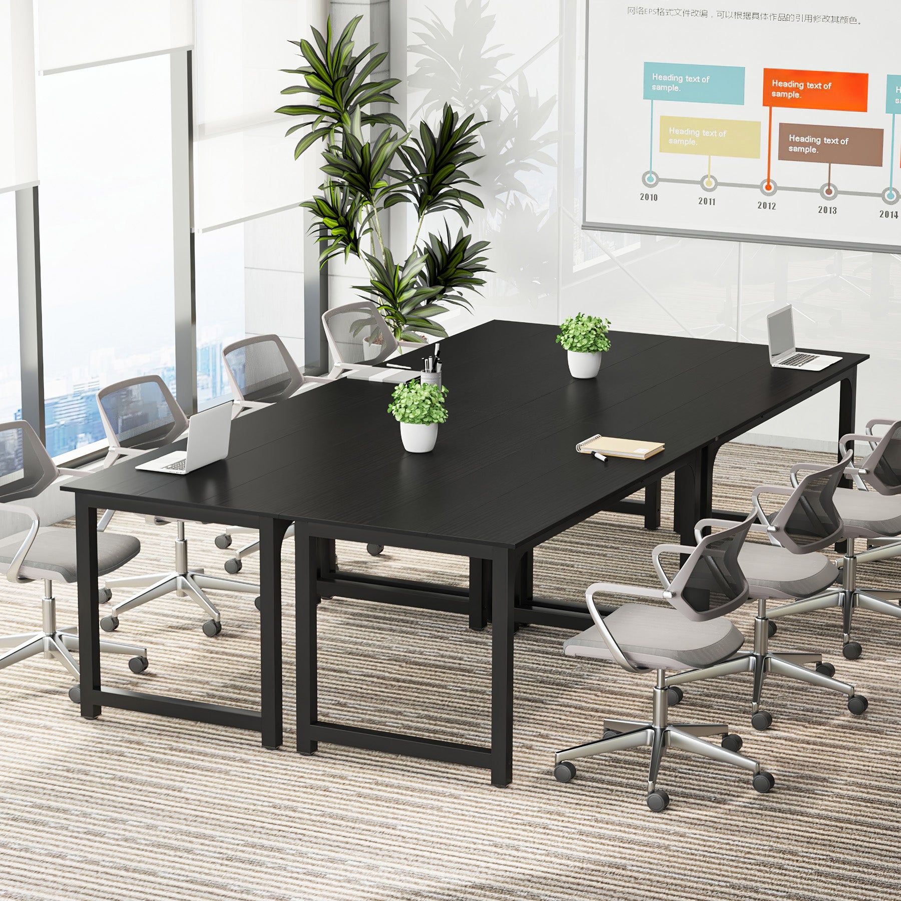 63 x 31.5 Inch Modern Large Desk, Office Writing Workstation in Rustic and Black