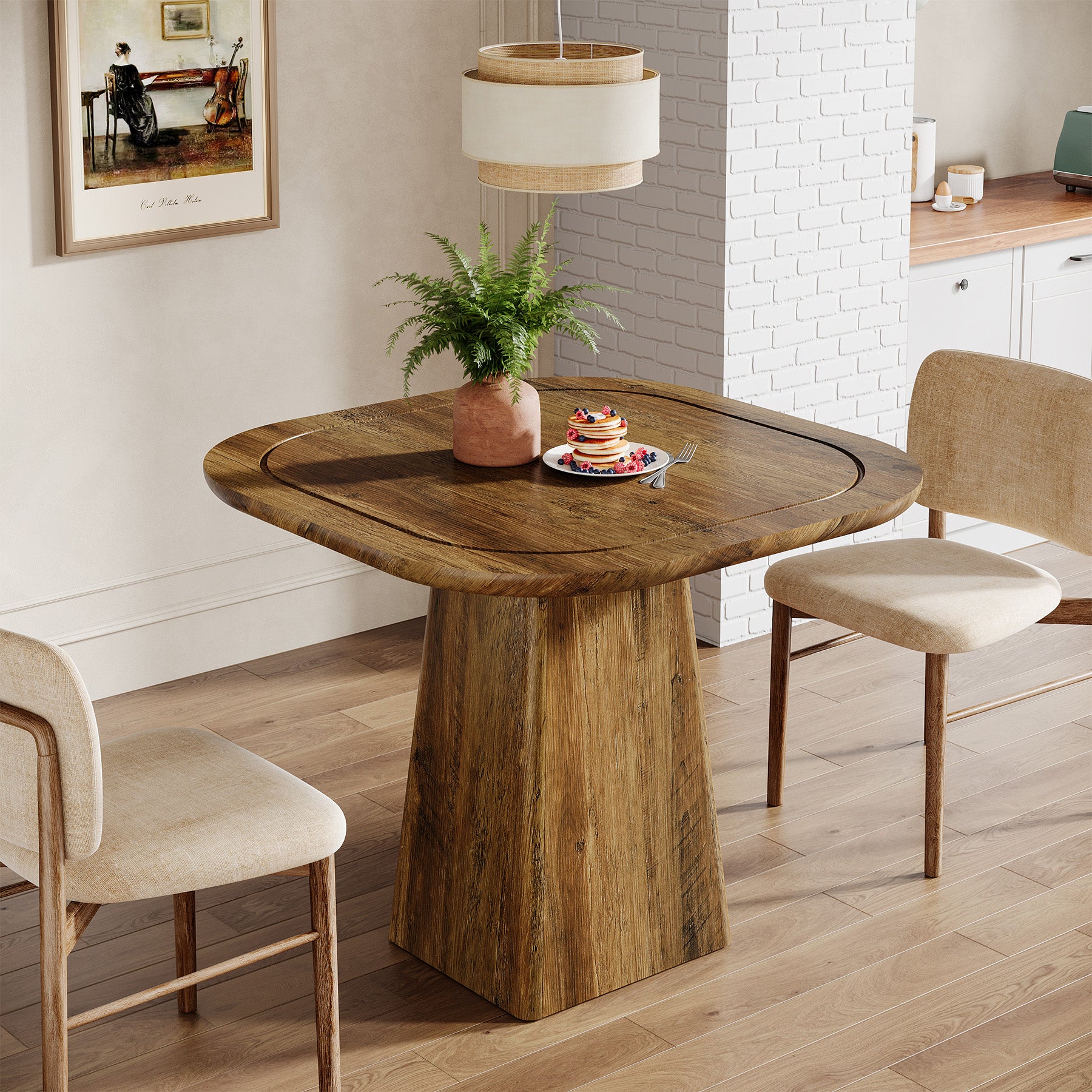31.5-Inch Farmhouse Square Dining Table for 2–4, Rustic Kitchen Table for Small Spaces