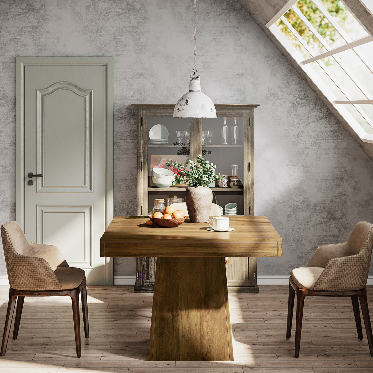 Tribesigns 31.5-Inch Square Dining Table for 4 with Pedestal Base, Farmhouse Kitchen Table