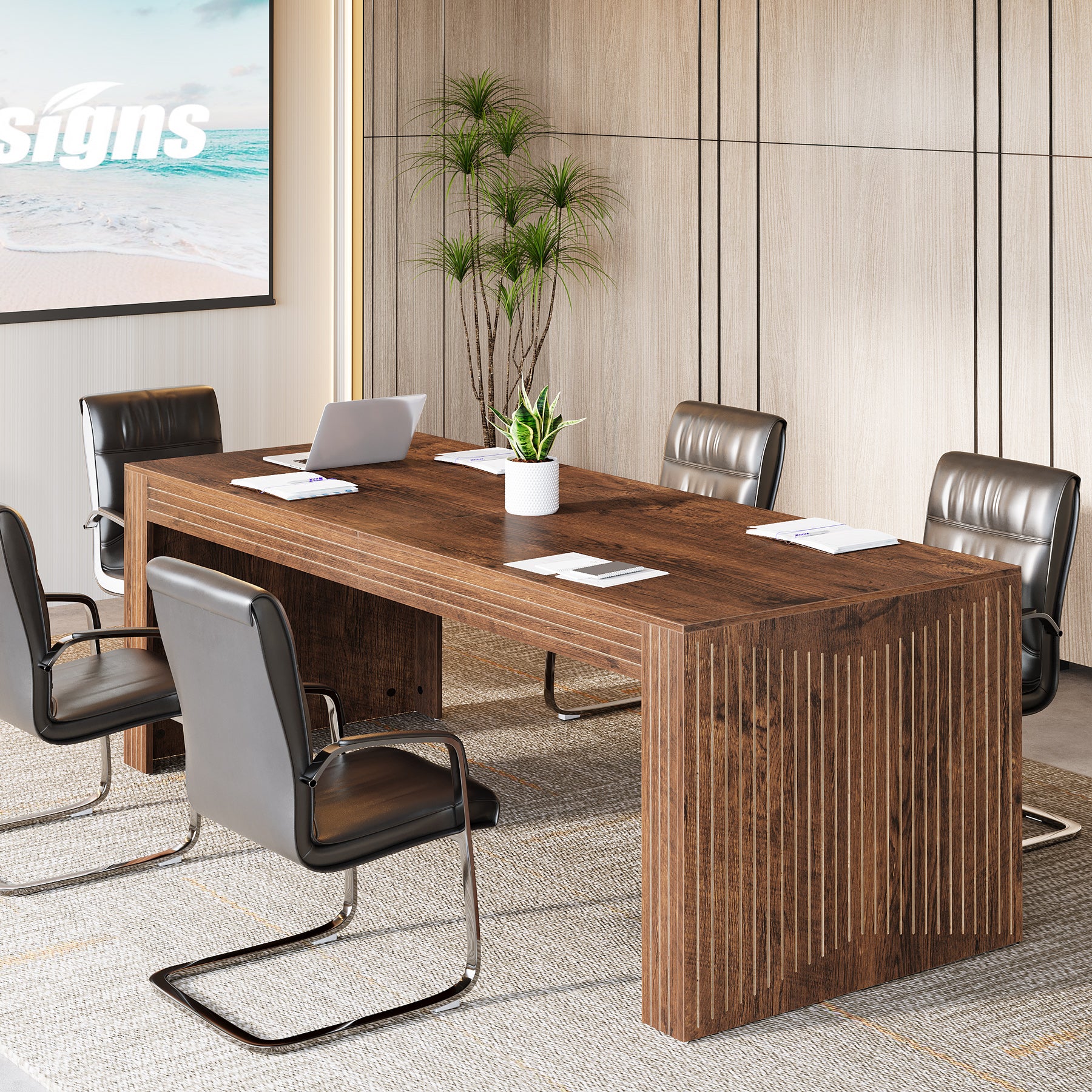 78" Large Conference Table, Modern Boardroom Desk for Office Meeting