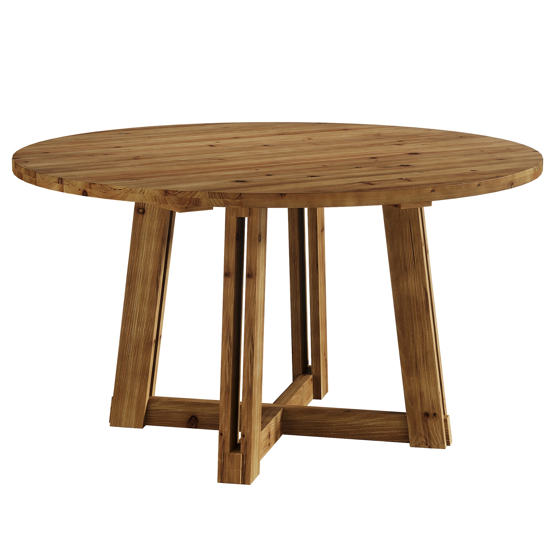 Tribesigns 47-Inch Solid Wood Conference Table for 4-6 People, Round Meeting Table with Crossed Frame for Office and Home Office