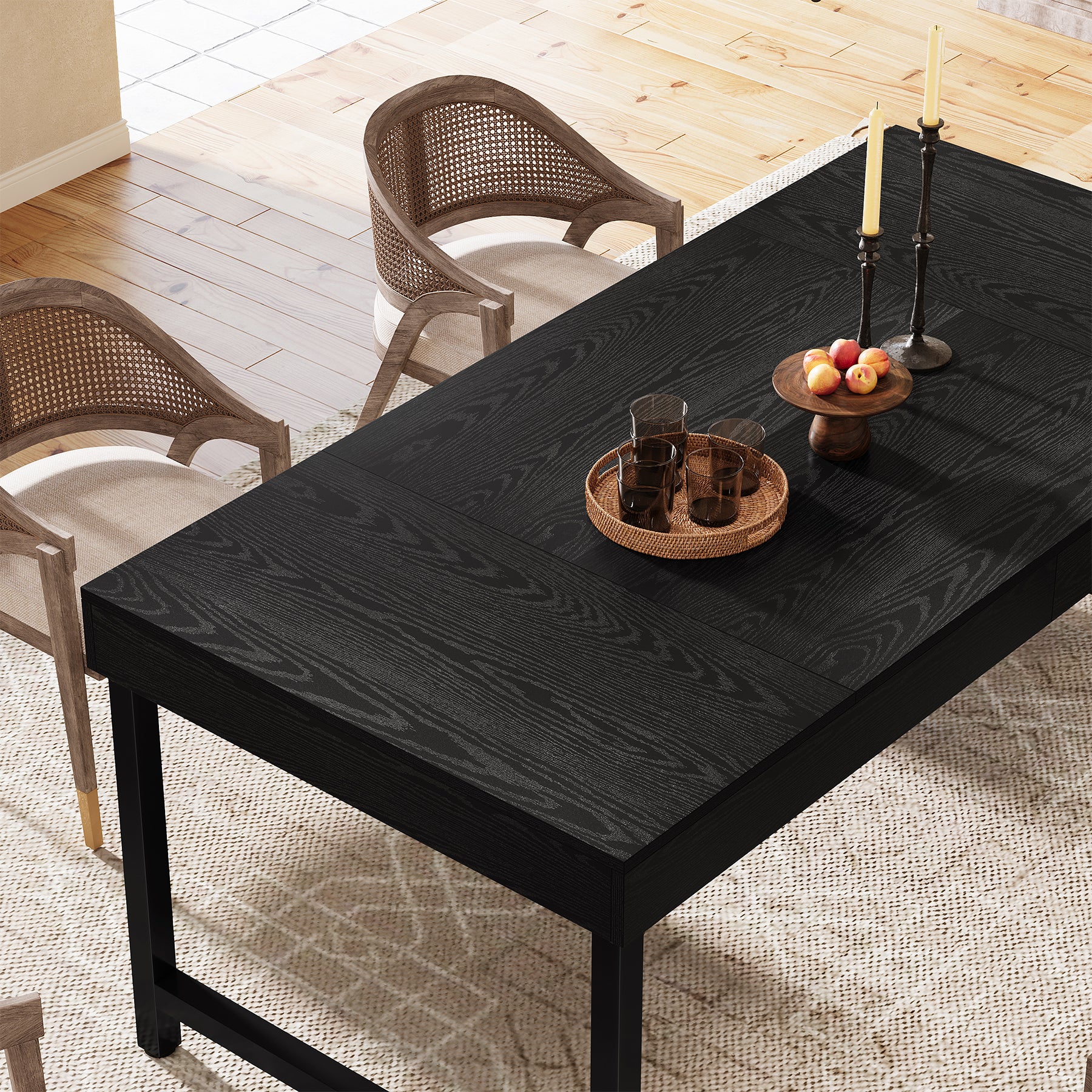 Tribesigns Industrial Farmhouse Dining Table, 55-Inch Rectangle with Heavy-Duty Metal Legs for 4-6 People