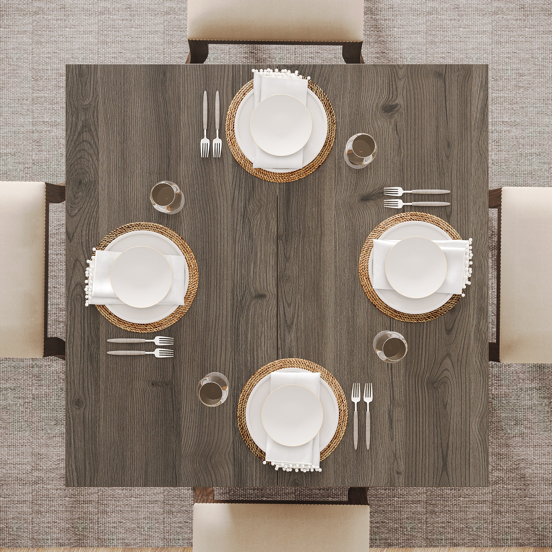 Tribesigns 31.5-Inch Square Dining Table for 4 with Pedestal Base, Farmhouse Kitchen Table