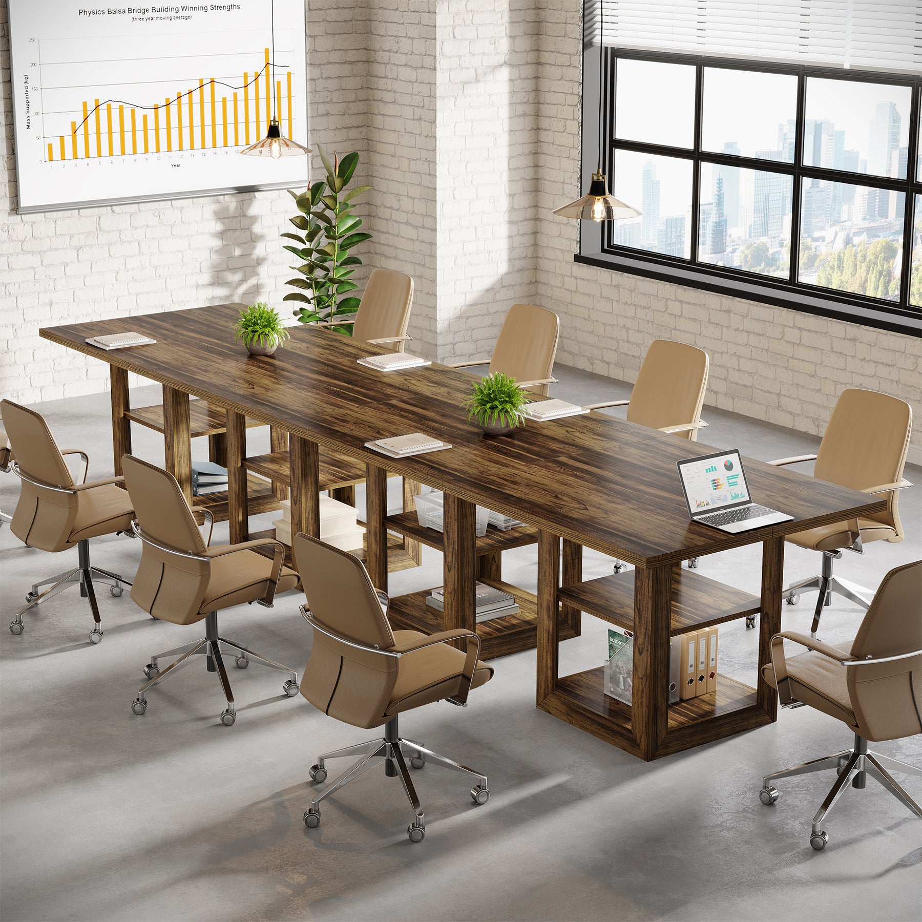 Tribesigns 31.5" Square Conference Table for 4, Compact Meeting Table with Storage Shelf