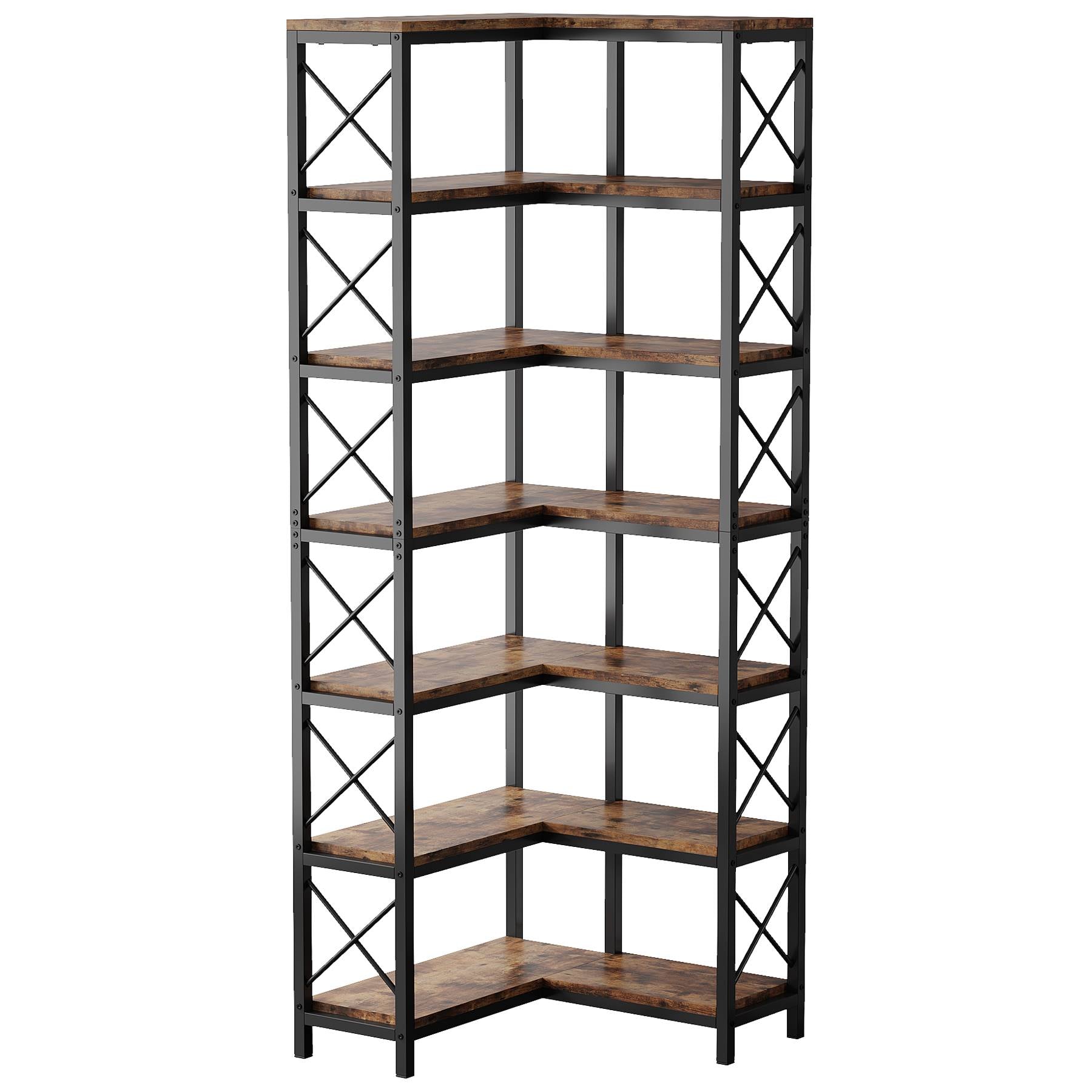 7-Tier Corner Bookshelf Corner Bookcase Display Storage Rack