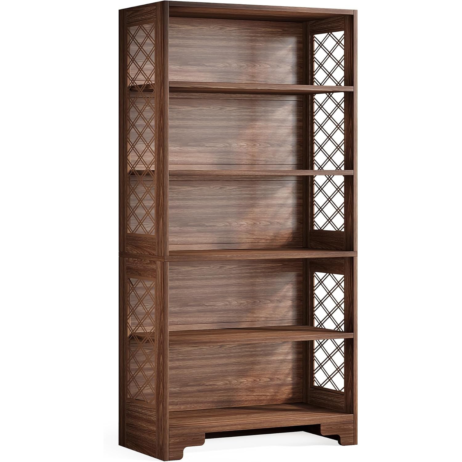 70.8" Mid-Century Bookcase - 6-Tier Vintage Display Shelf for Living Room & Home Office