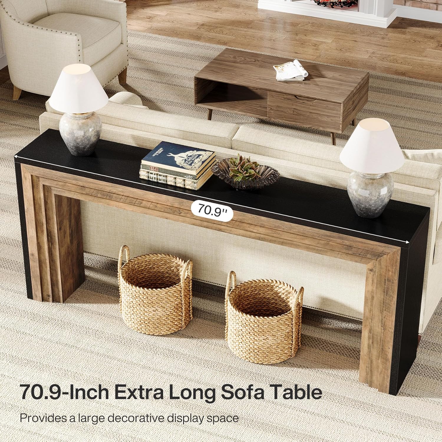 70.9" Console Table, Farmhouse Narrow Sofa Table Hallway Table Tribesigns