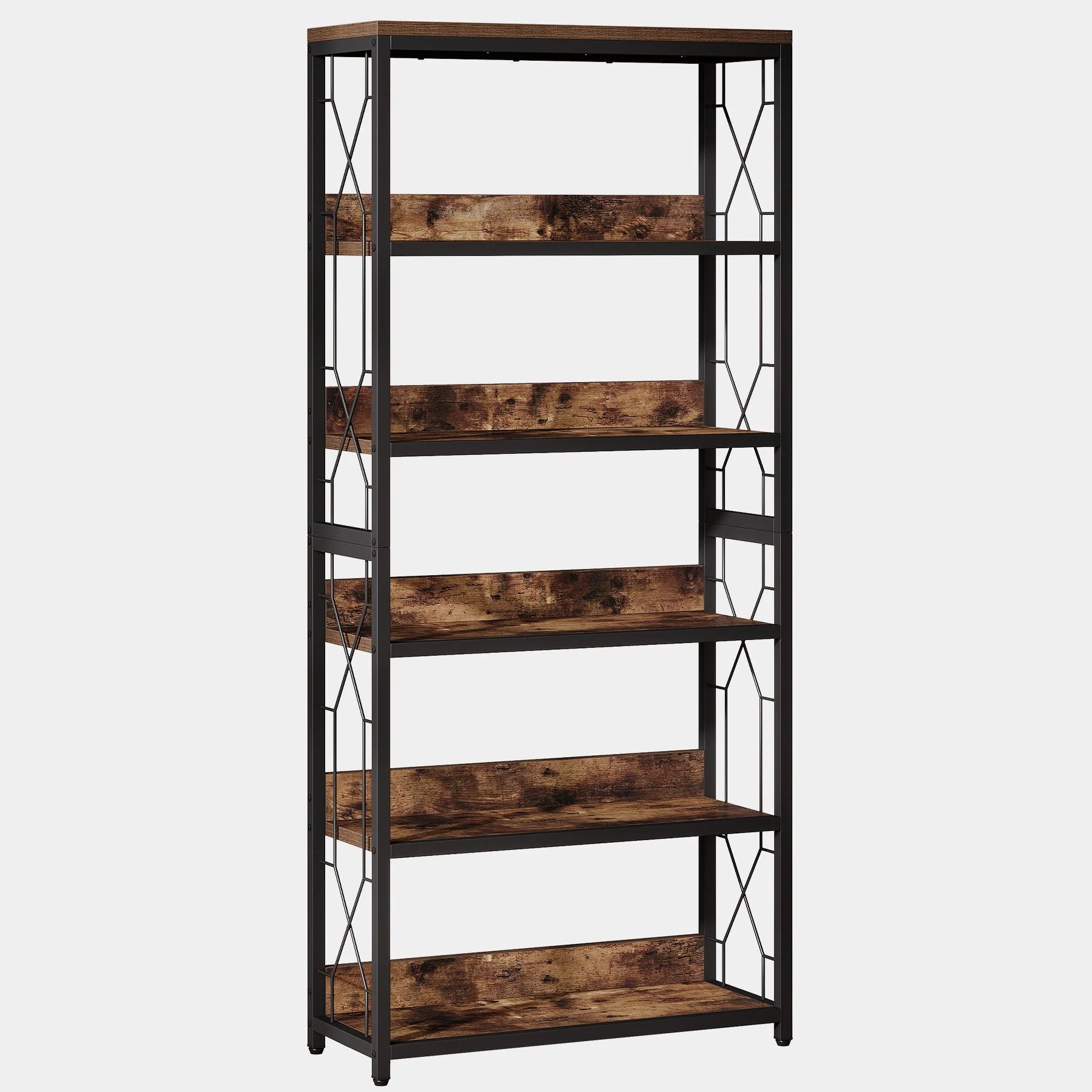 70.8" Bookshelf, 5-Tier Open Bookcase Storage Etagere