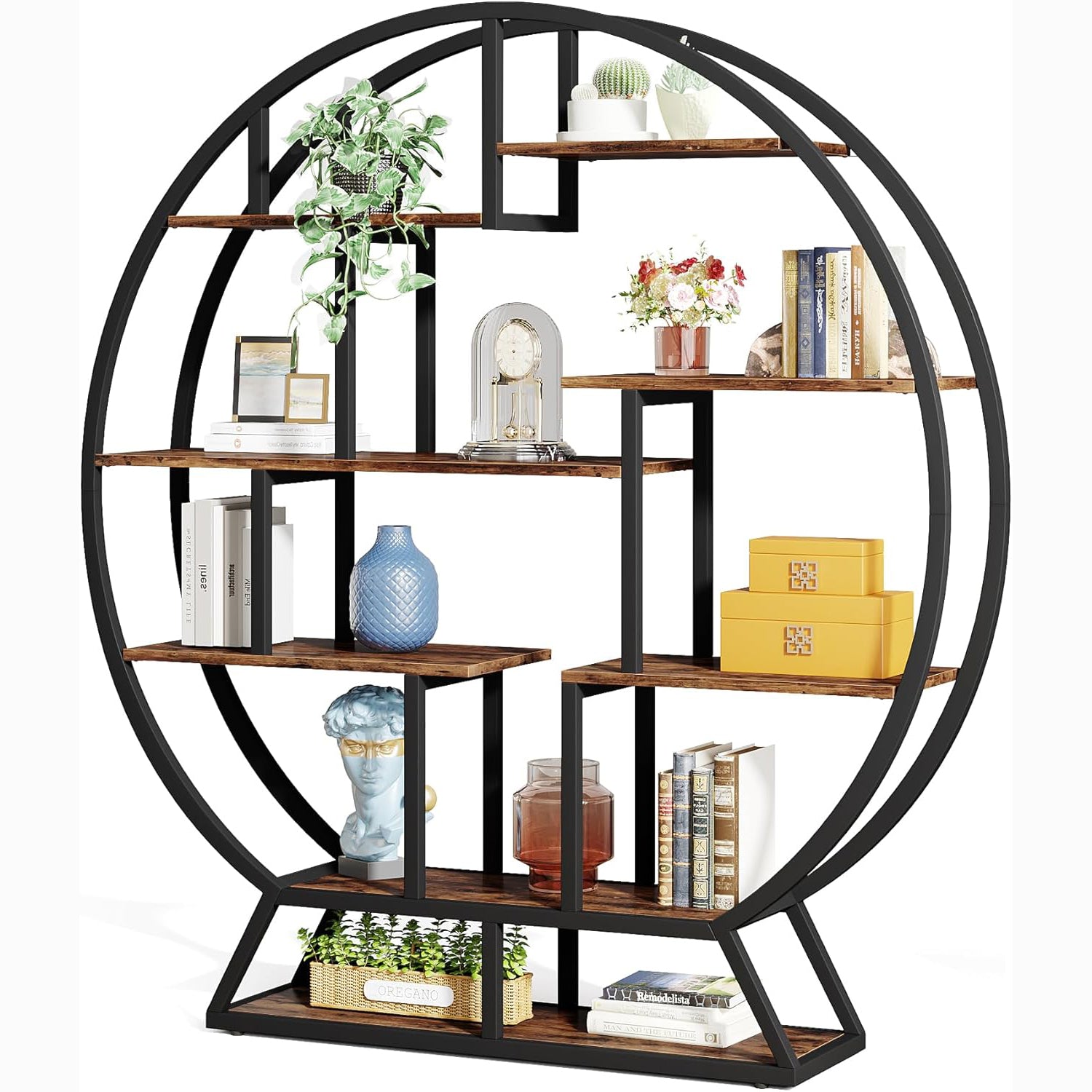 Round Plant Stand, 63" Flower Pot Plant Rack with 8 Shelves