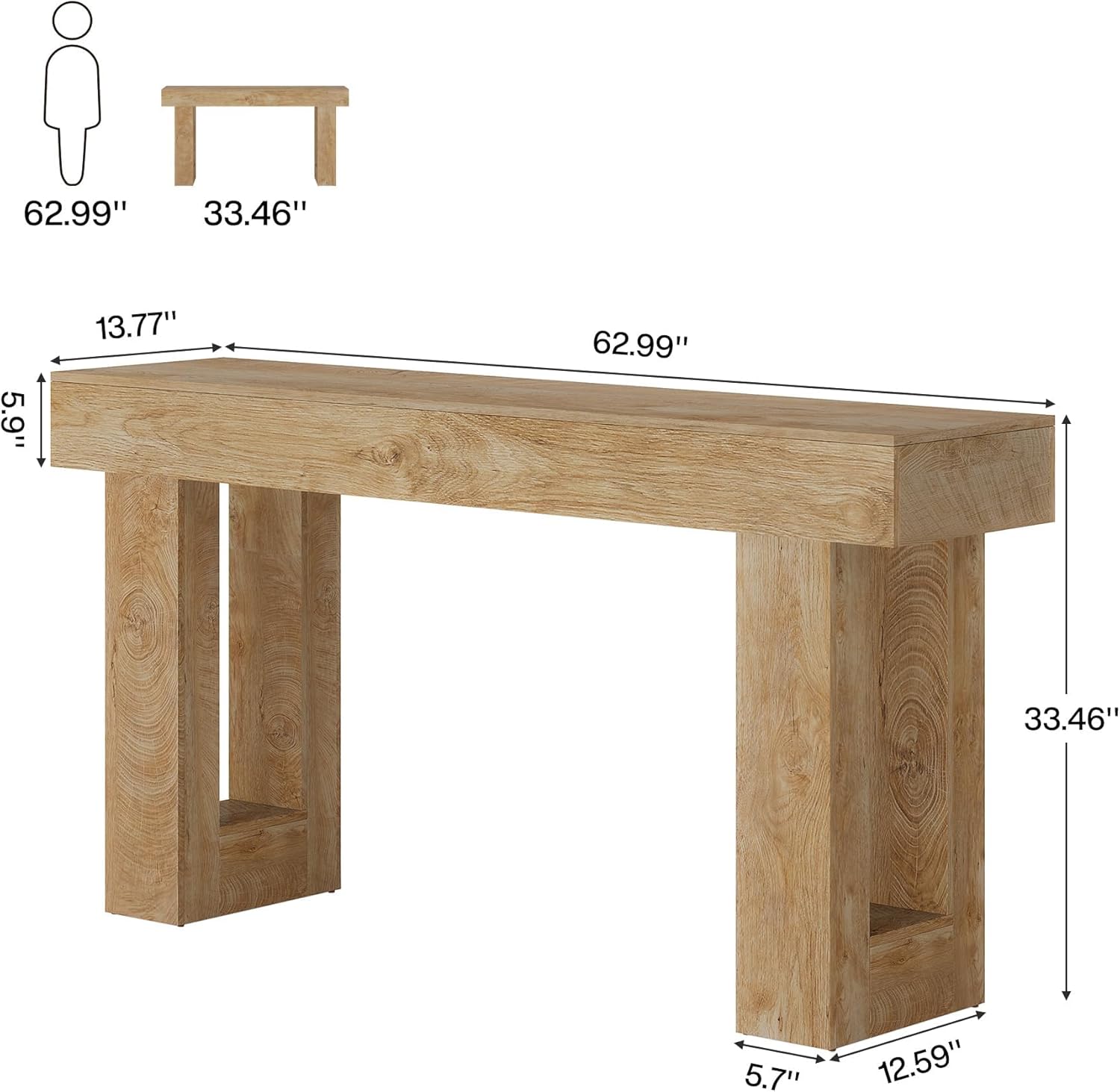 63" Farmhouse Console Table for Entryway and Living Room