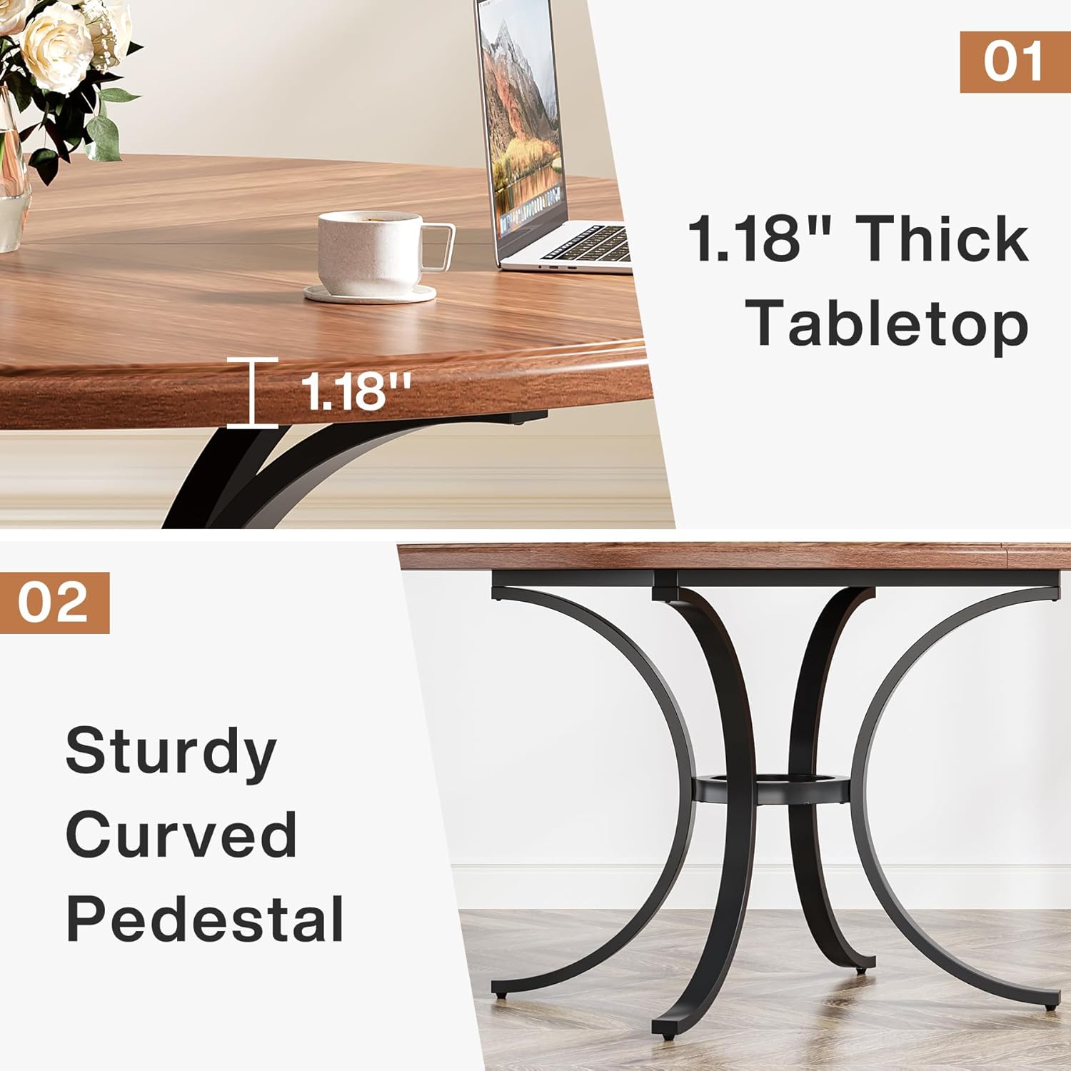 47" Round, Sturdy Metal-Base Conference Table