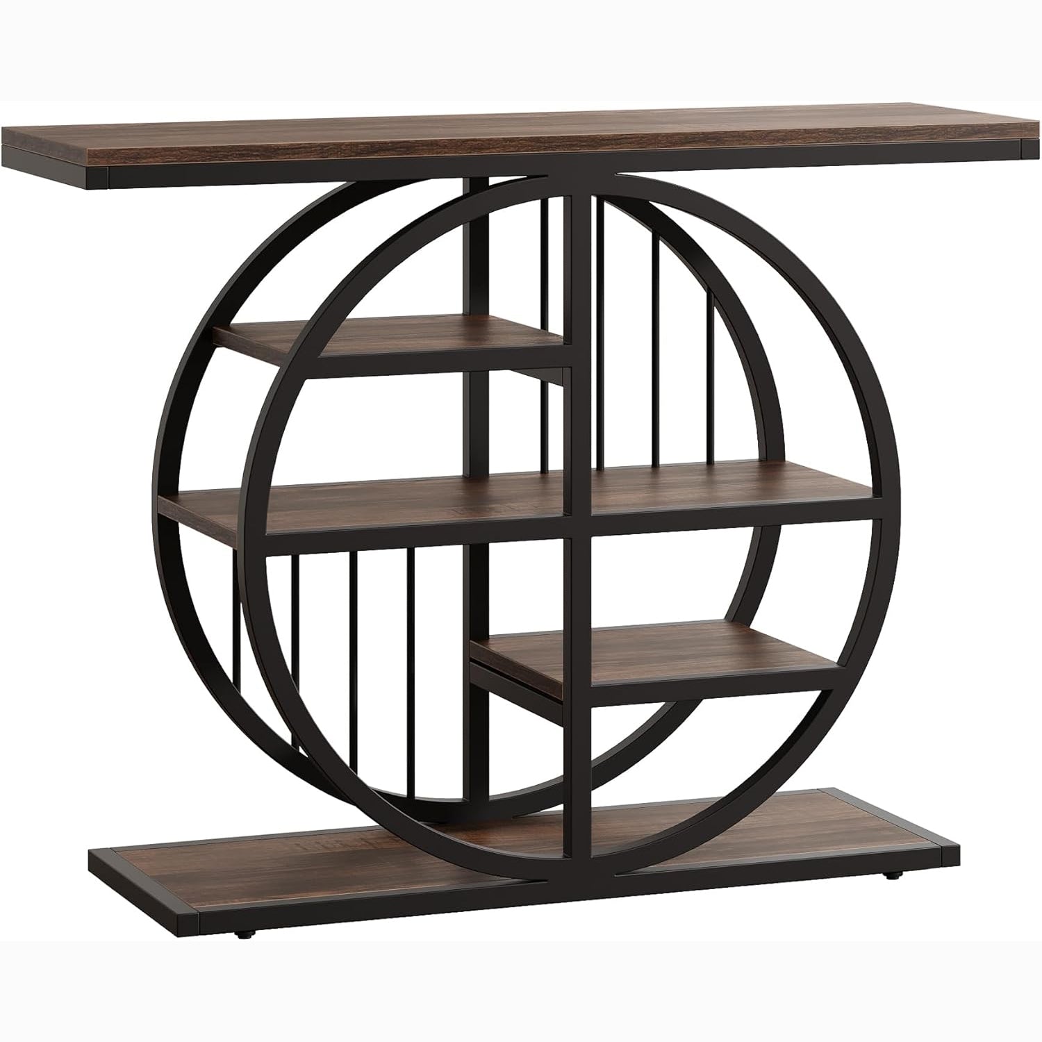 39" Console Table, 5-Tier Entryway Table Sofa Table with Circle Base
