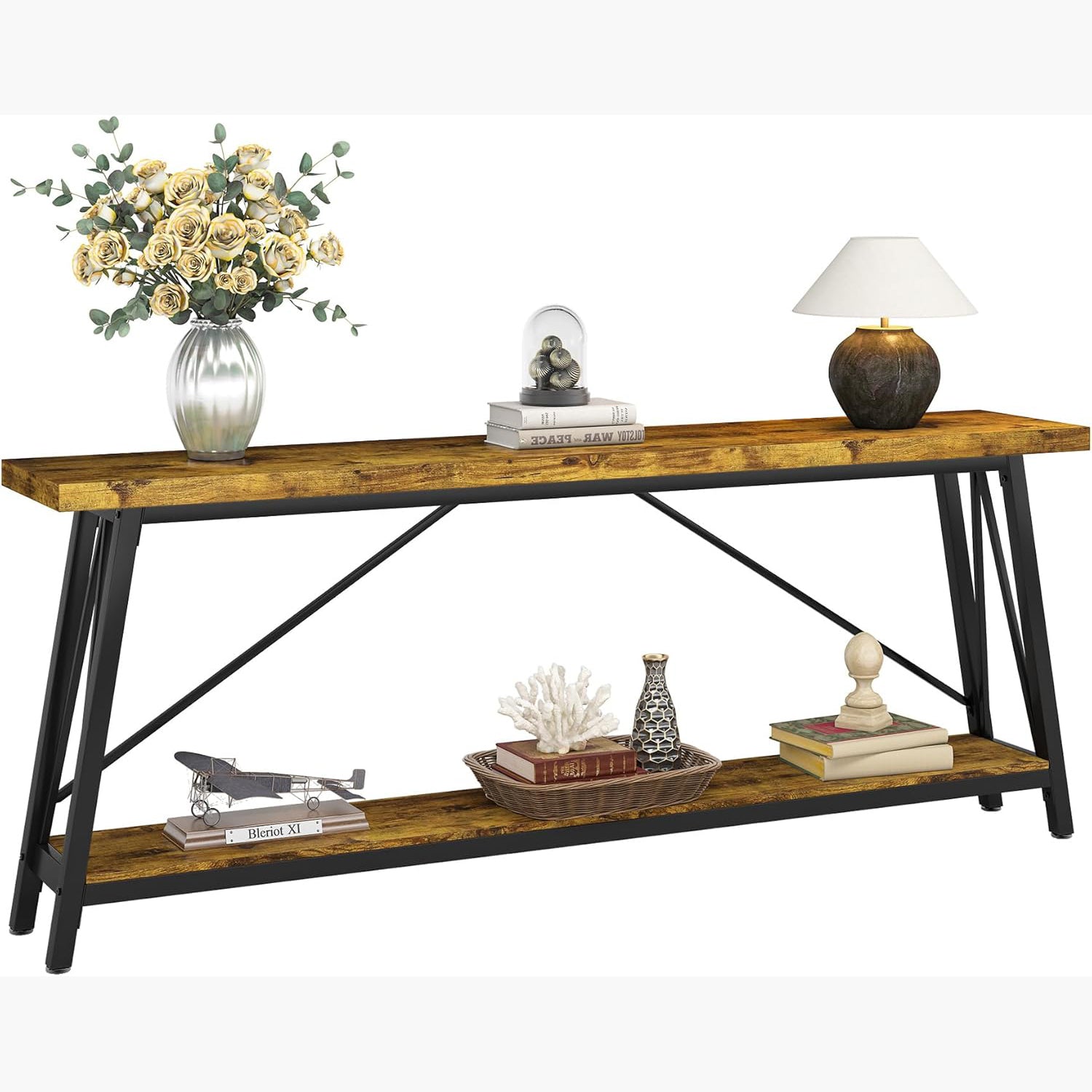 70.9" Extra-Long Console Table - Modern Sofa Table Behind Couch with Sturdy Metal Frame