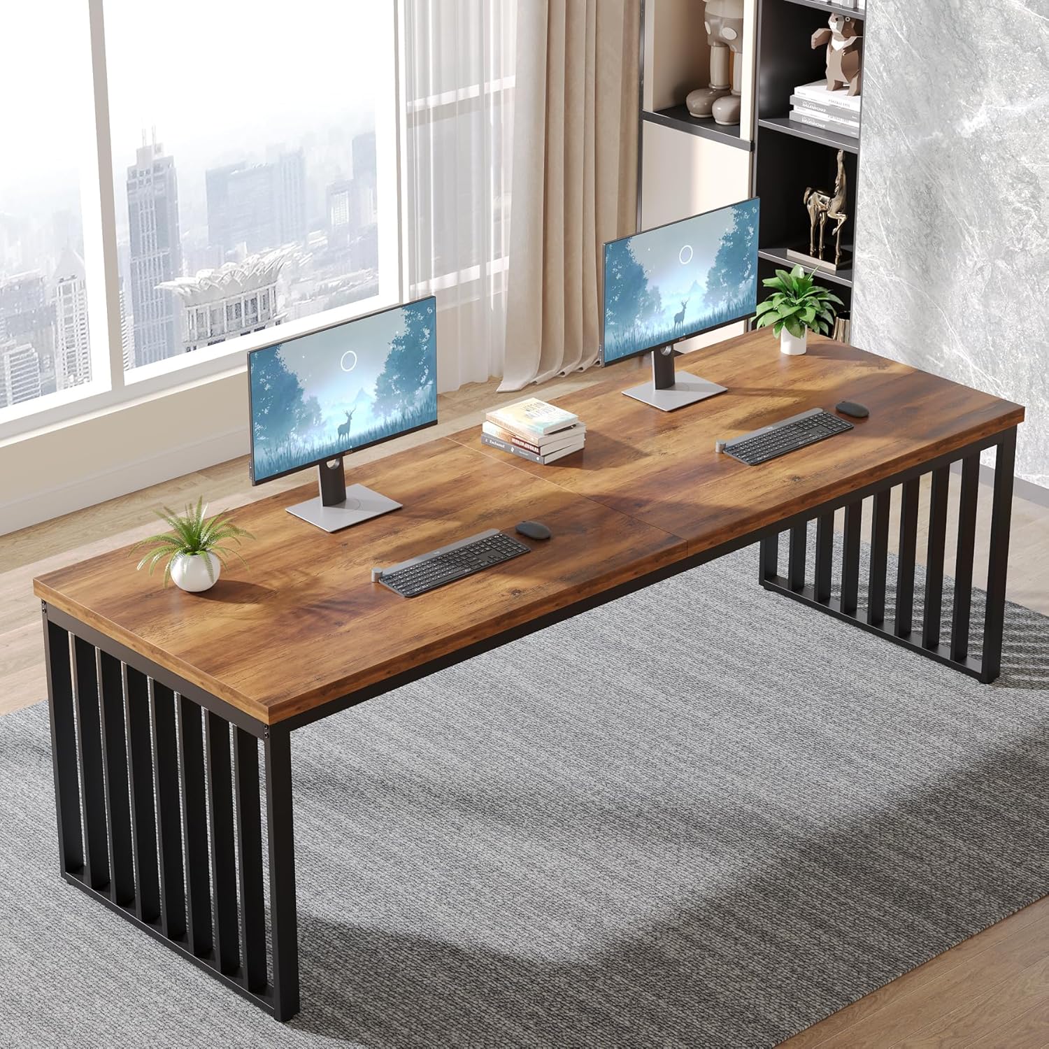 71" Home Office Desk - Heavy Duty Metal Frame Workstation