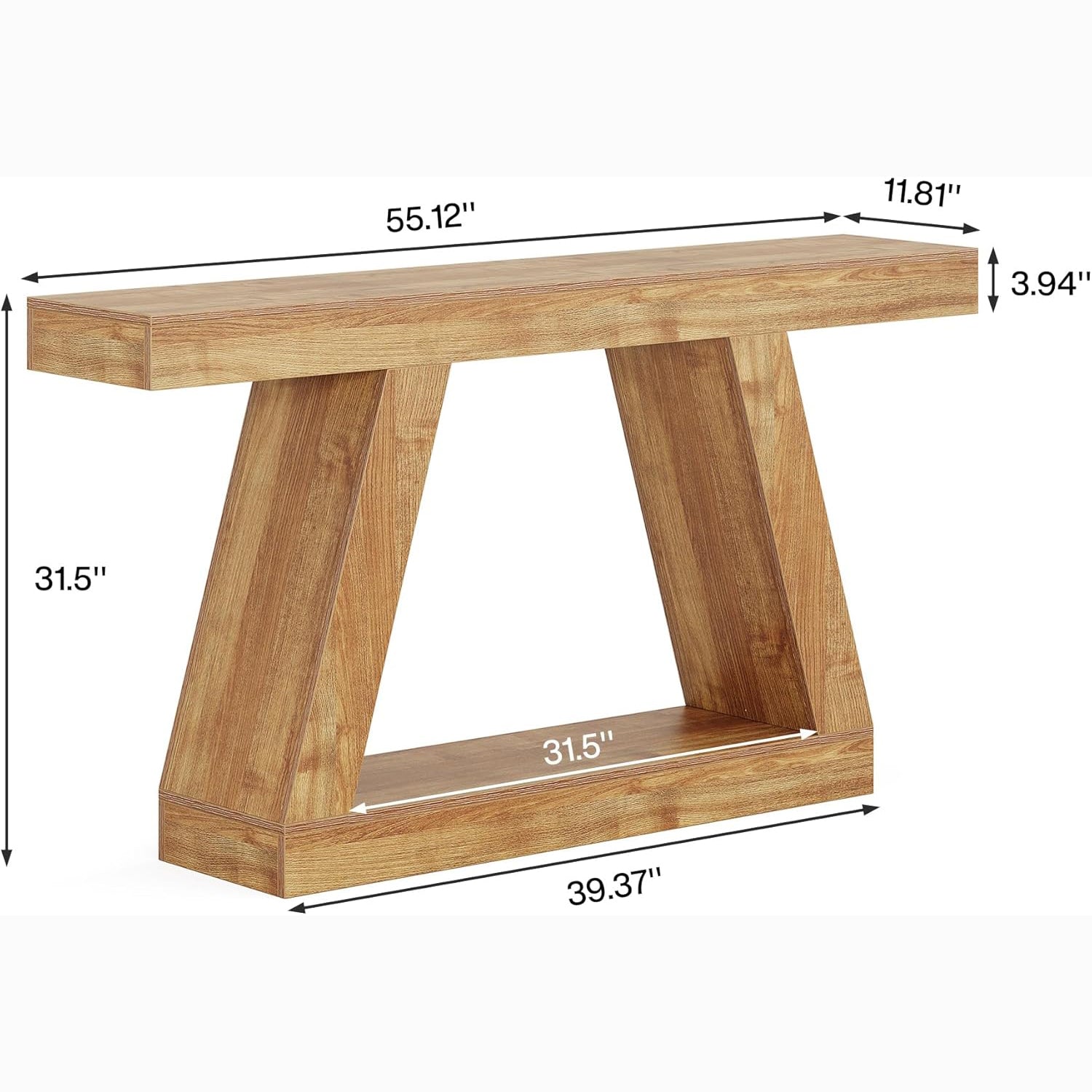 Farmhouse Console Table, 55" Sofa Table with Storage
