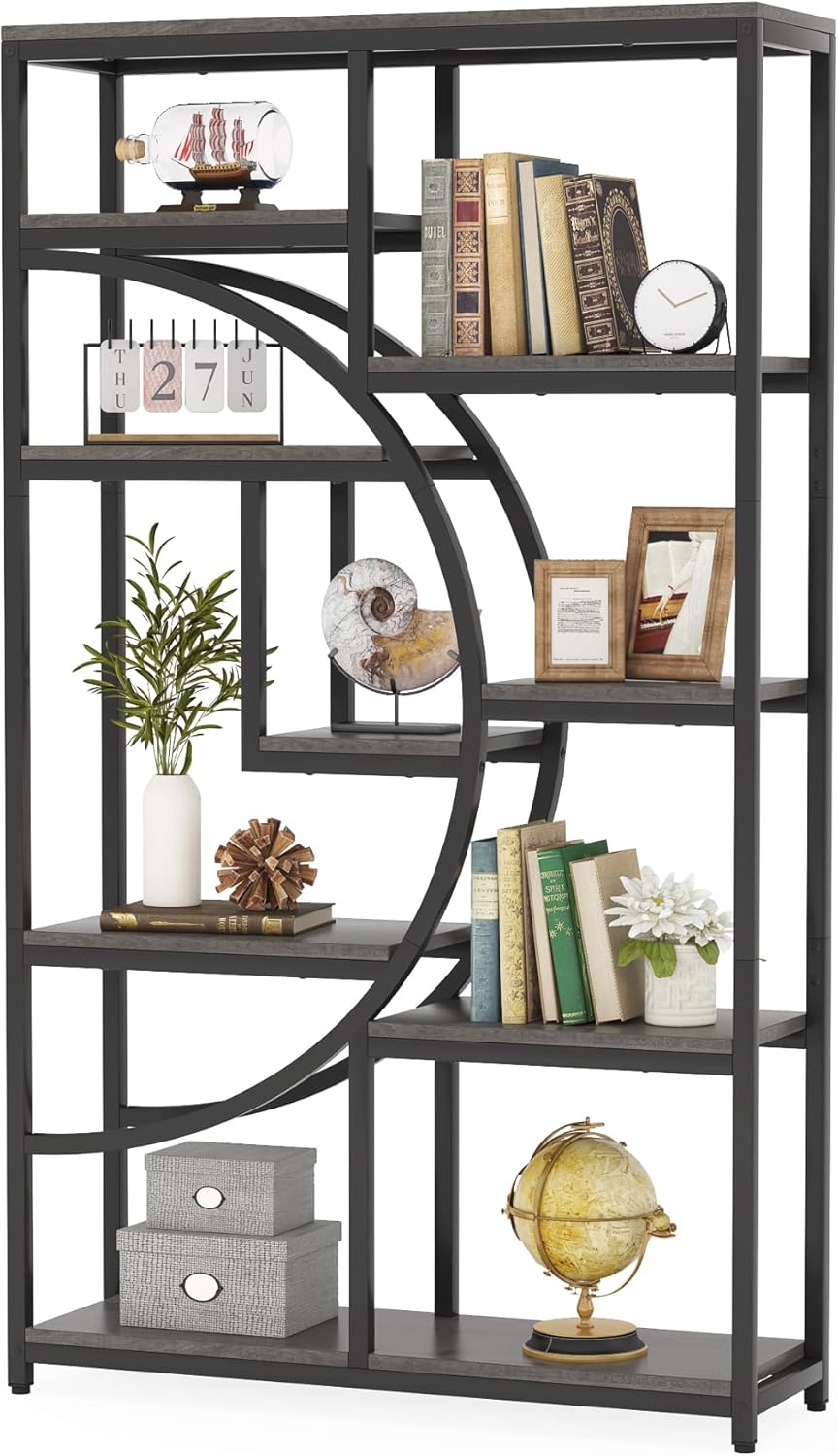 37.4 Inch 5-Tier Industrial Bookshelf for Living Room, Bedroom, Home Office