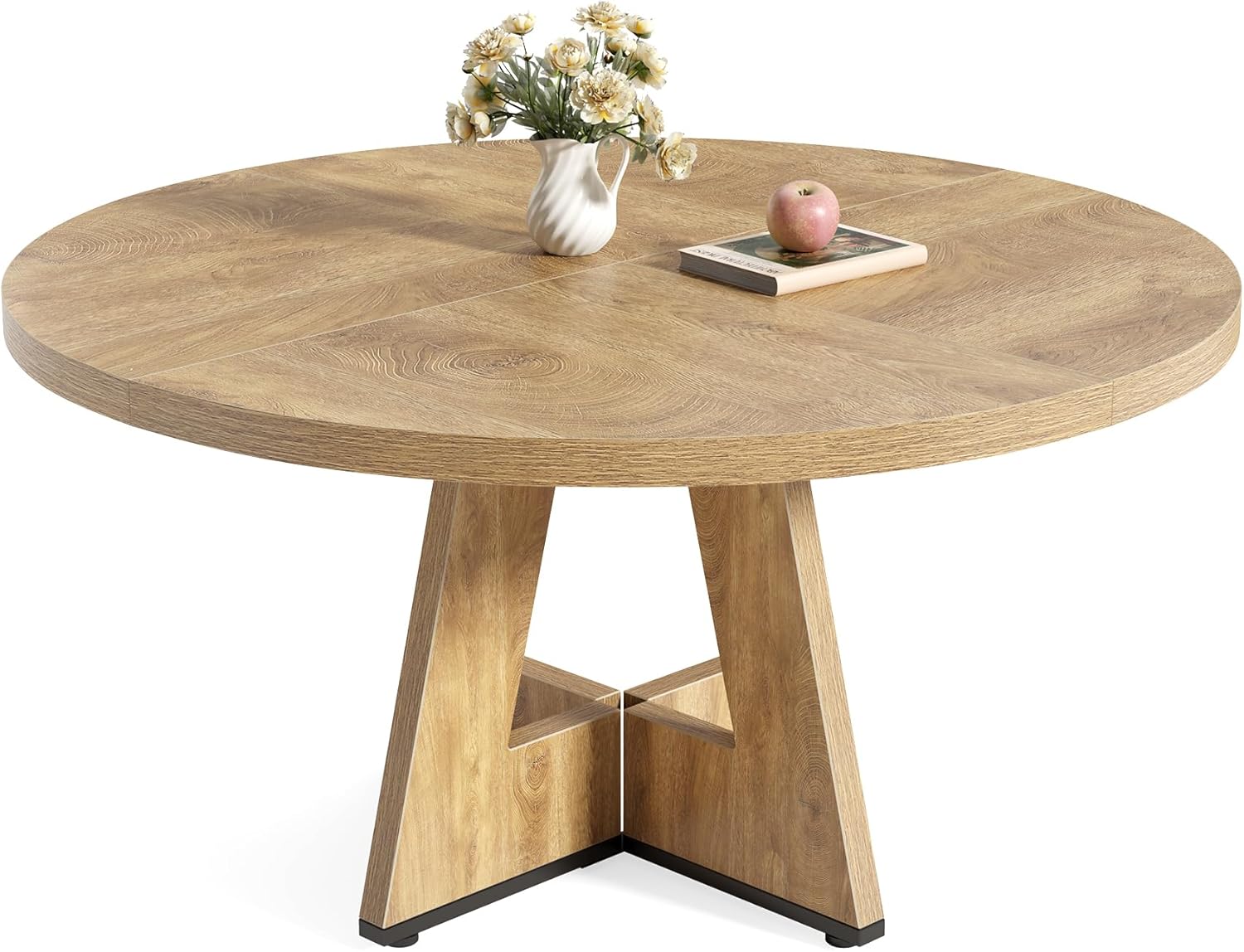 47-Inch Round Dining Table - Wood Kitchen Table for Dining Room and Living Room