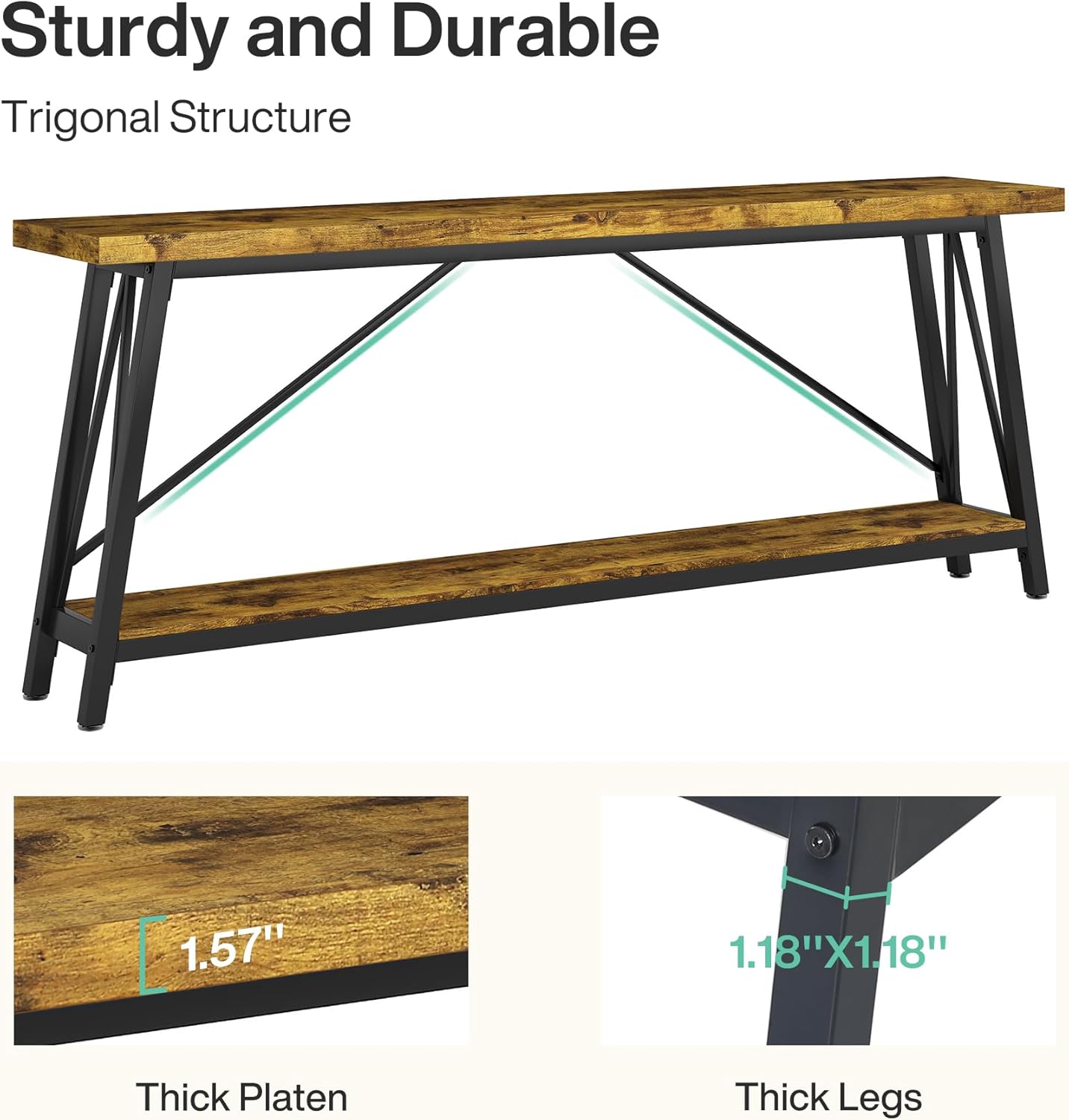 70.9" Extra-Long Console Table - Modern Sofa Table Behind Couch with Sturdy Metal Frame