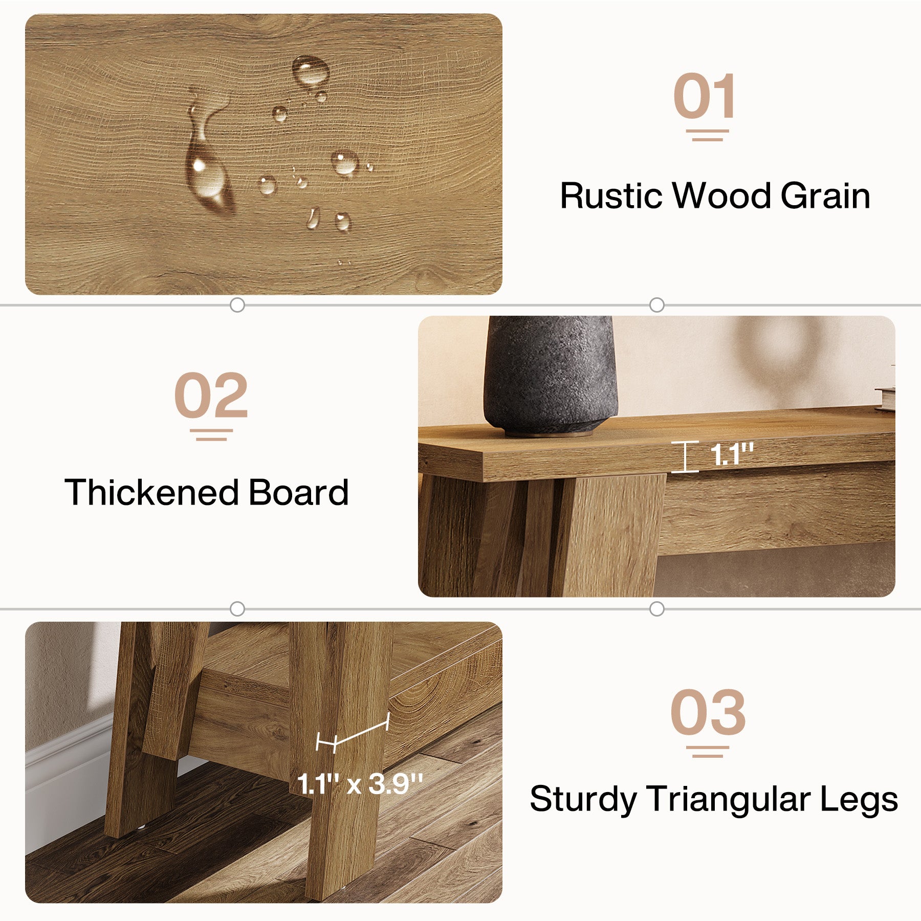 41.3" Rustic Farmhouse Console Table - 2-Tier Narrow Entryway Table with Storage