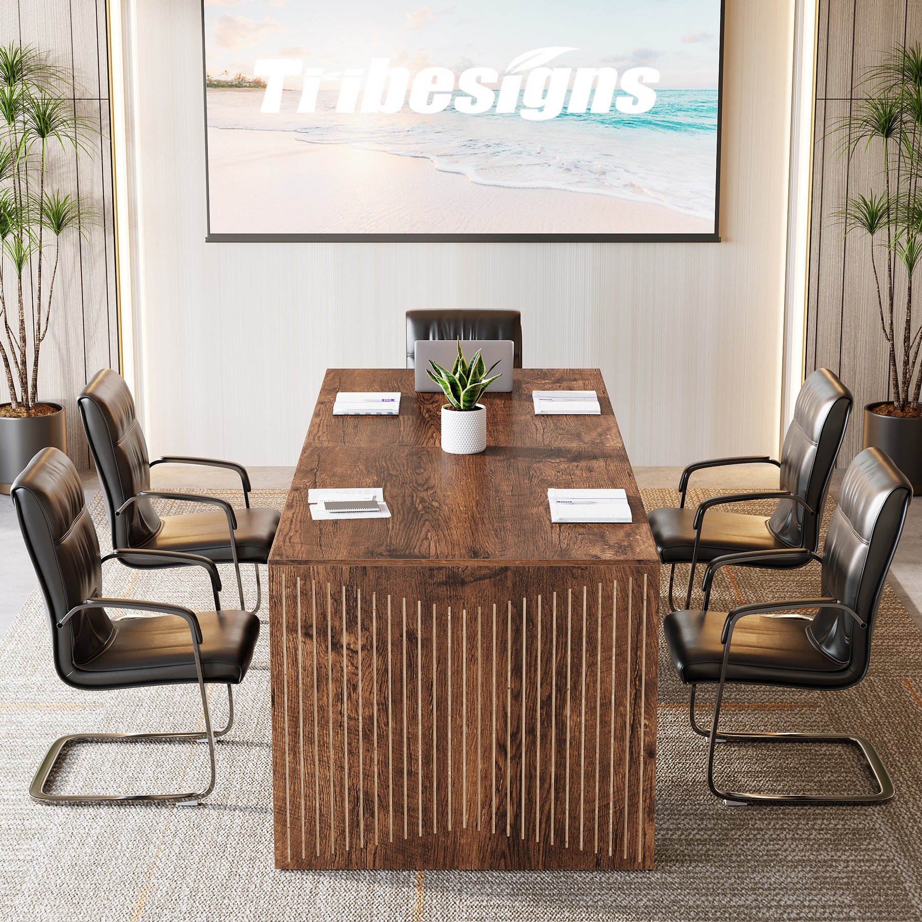 78" Large Conference Table, Modern Boardroom Desk for Office Meeting
