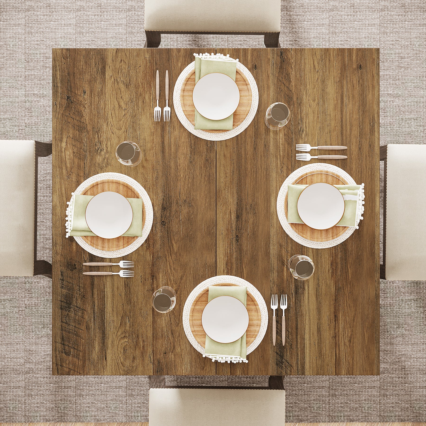Tribesigns 31.5-Inch Square Dining Table for 4 with Pedestal Base, Farmhouse Kitchen Table