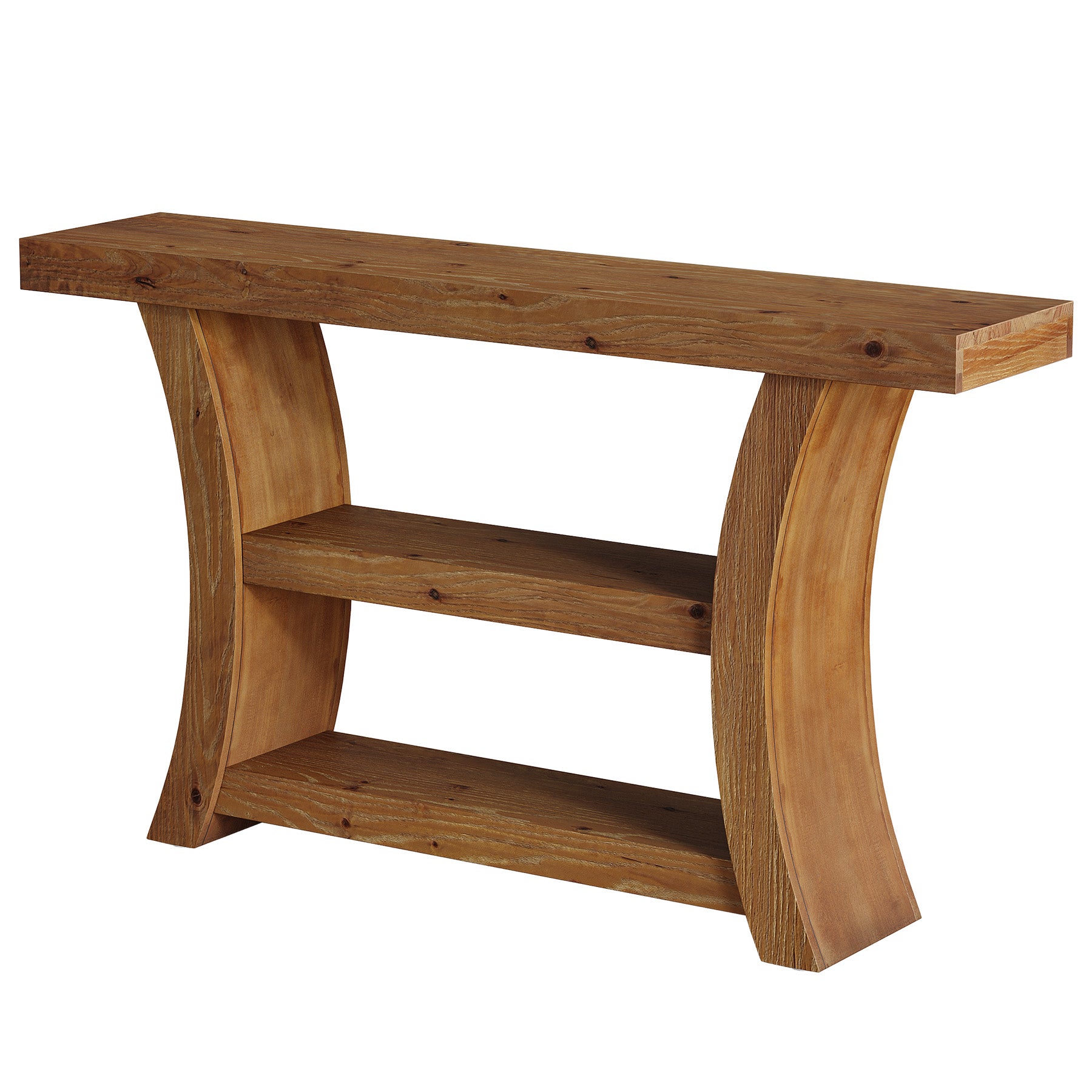 Tribesigns 55-Inch Solid Wood Console Table with 3-Tier Storage, Curved Entryway Table for Hallway