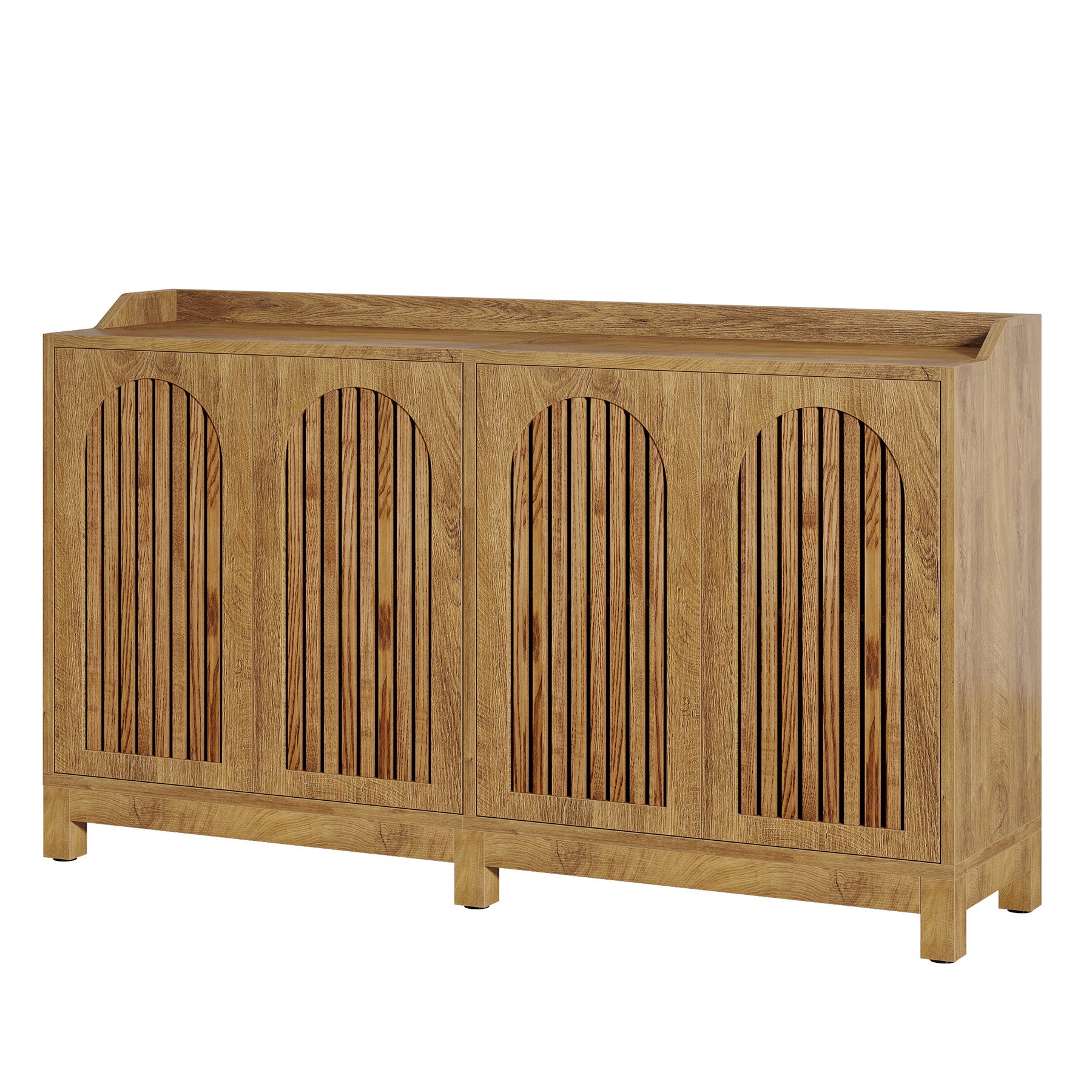 57-Inch Buffet Cabinet with Adjustable Shelves and Grille Doors, Long Sideboard Cabinet for Dining Room