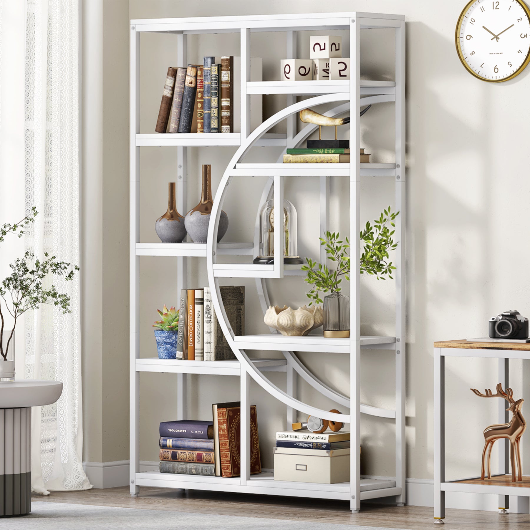 37.4 Inch 5-Tier Industrial Bookshelf for Living Room, Bedroom, Home Office