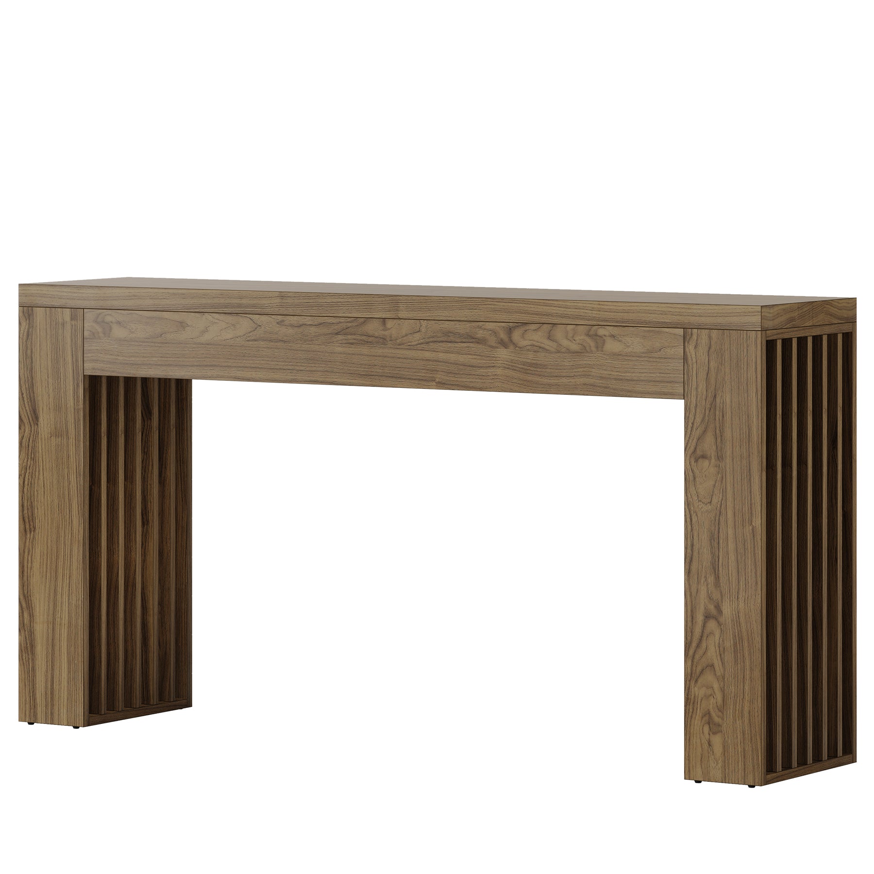 Tribesigns 59-Inch Console Table with Vertical Slat Legs and Wood Grain Finish, Farmhouse Sofa Table for Entryway Hallway and Living Room