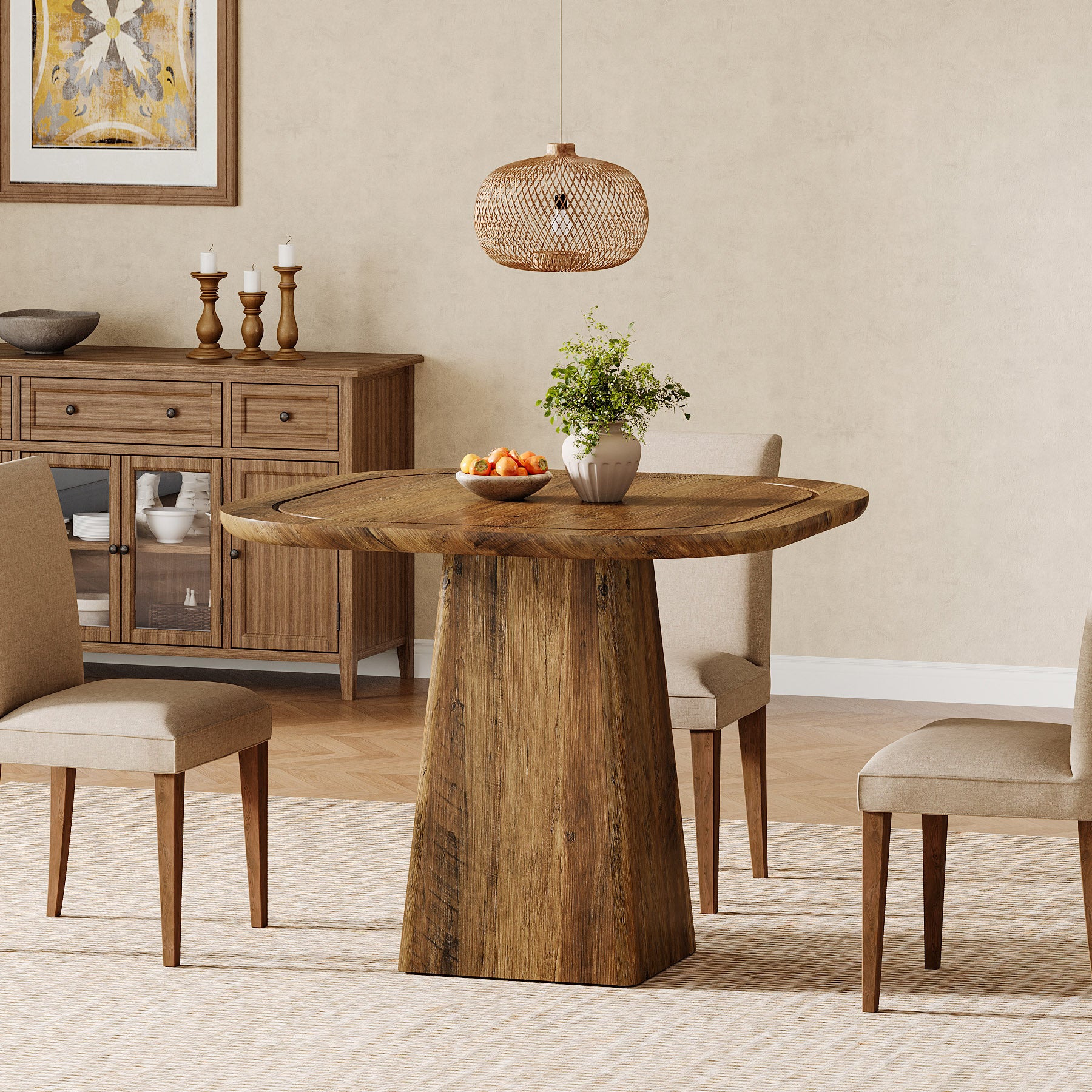 31.5-Inch Farmhouse Square Dining Table for 2–4, Rustic Kitchen Table for Small Spaces