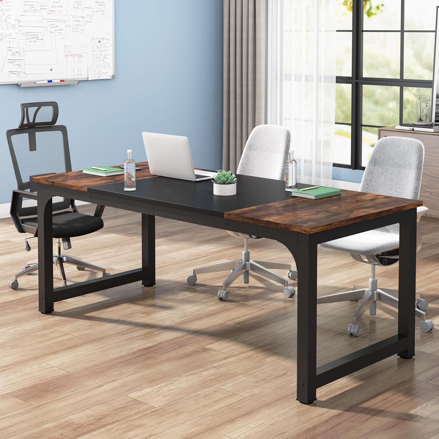 Modern Conference Table - Rectangular Meeting Desk for Computer Use