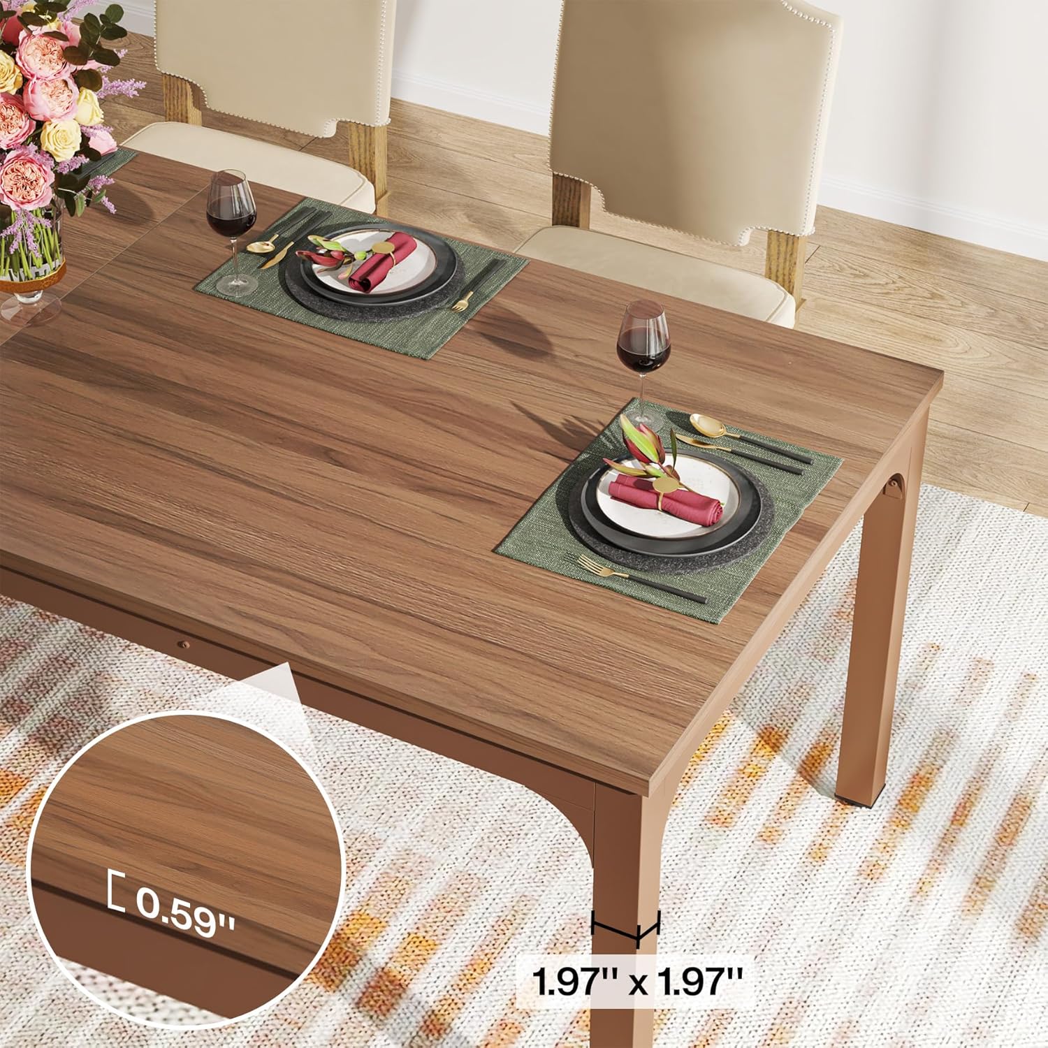 Rectangular Dining Table, 78 inch Long Kitchen Table for 6-8 People