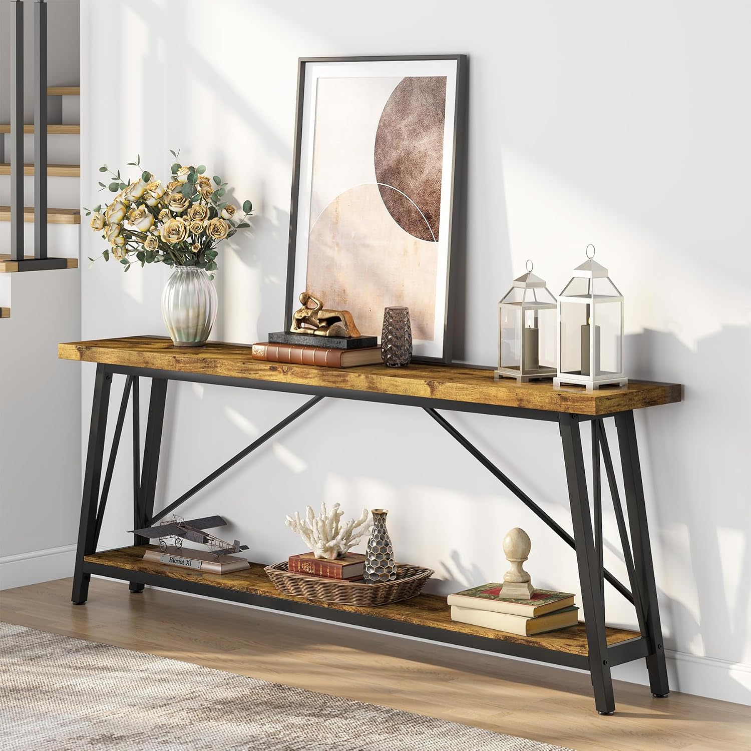 70.9" Extra-Long Console Table - Modern Sofa Table Behind Couch with Sturdy Metal Frame