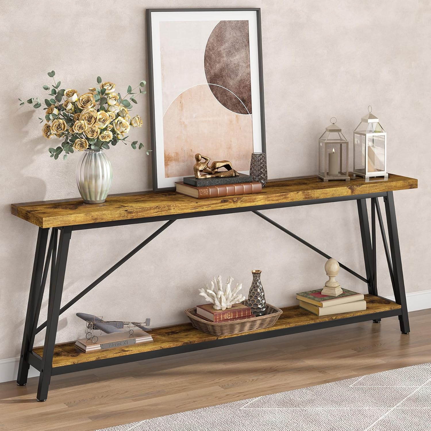 70.9" Extra-Long Console Table - Modern Sofa Table Behind Couch with Sturdy Metal Frame
