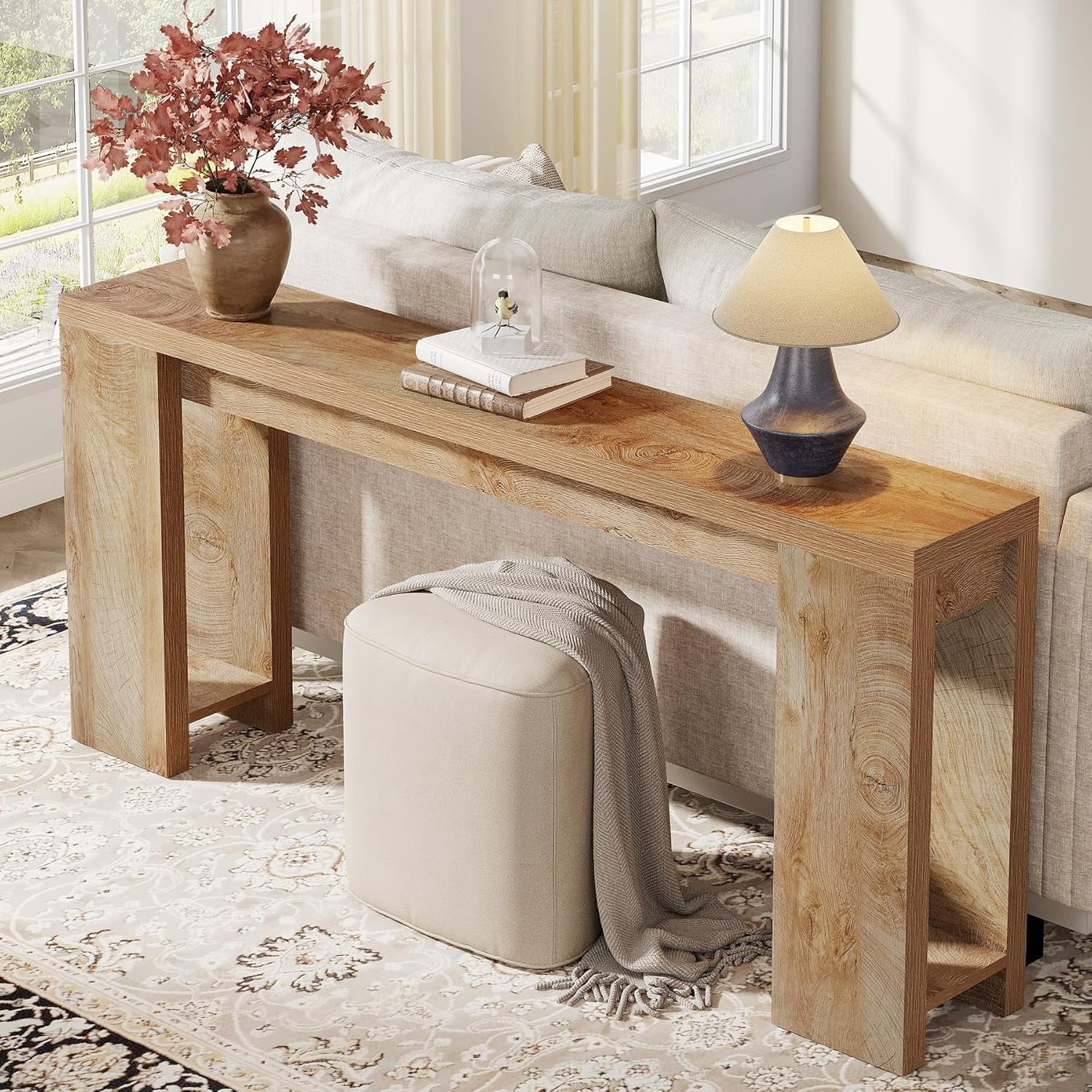 Tribesigns 63" Extra Long Console Table, Farmhouse Sofa Table Behind Couch