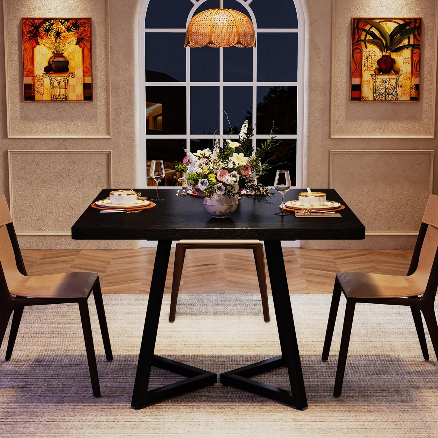 31.5" Square Dining Table, Wood Kitchen Table for 4