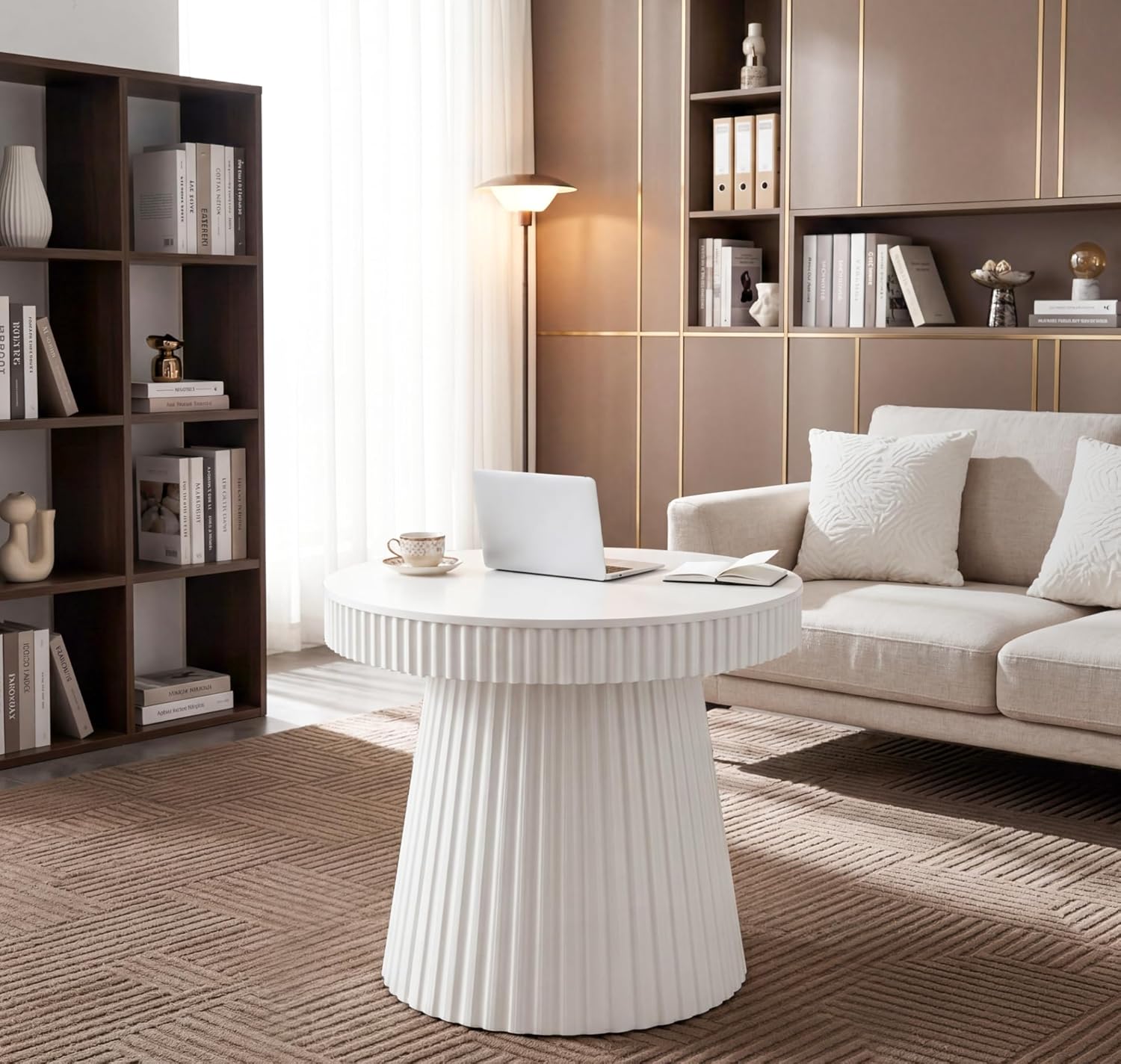 31.5 Inch Round Conference Table for 2-4 People, Meeting Table for Home Office Small Spaces