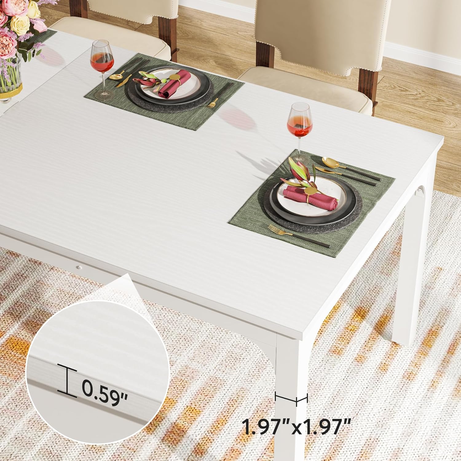 Rectangular Dining Table, 78 inch Long Kitchen Table for 6-8 People