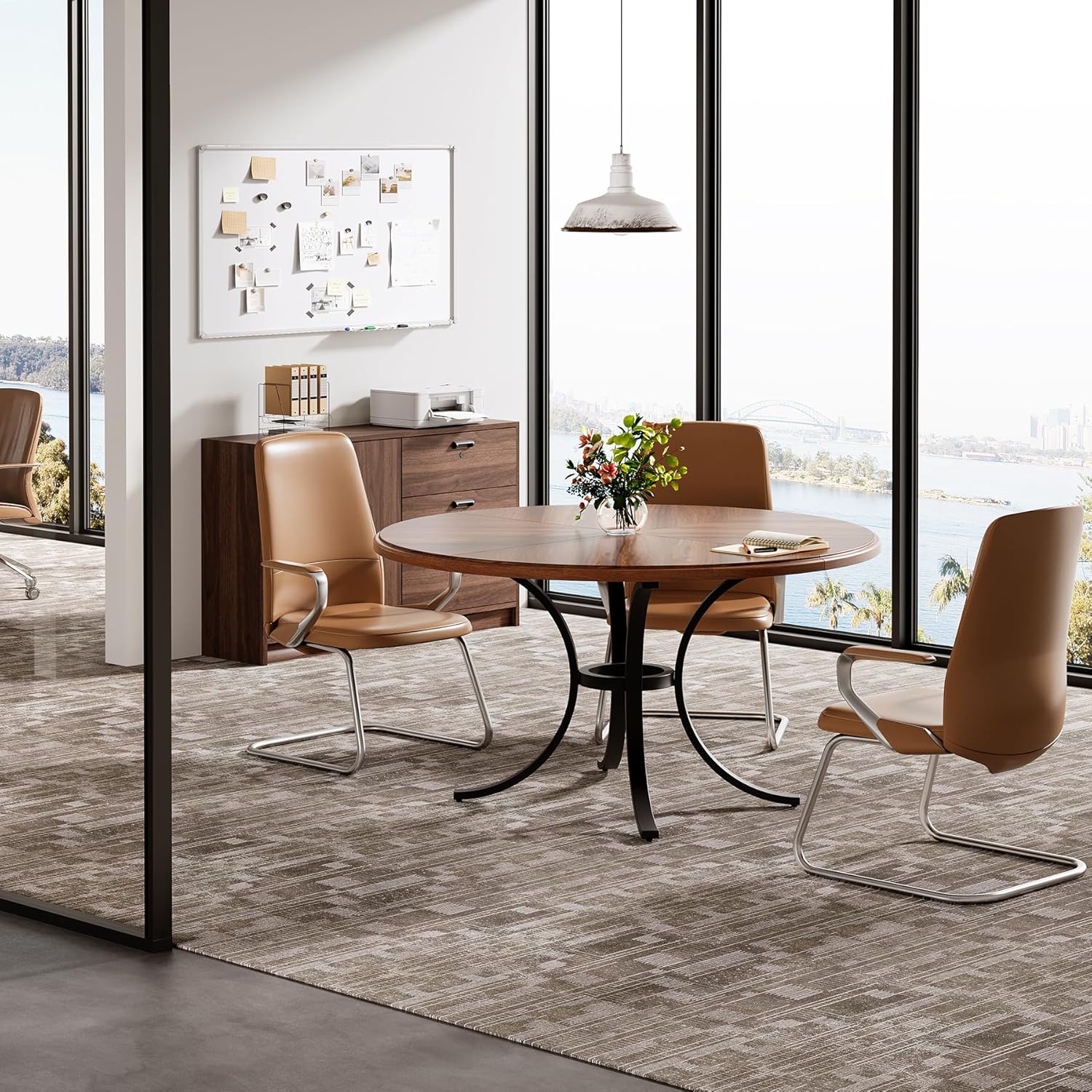 47" Round, Sturdy Metal-Base Conference Table