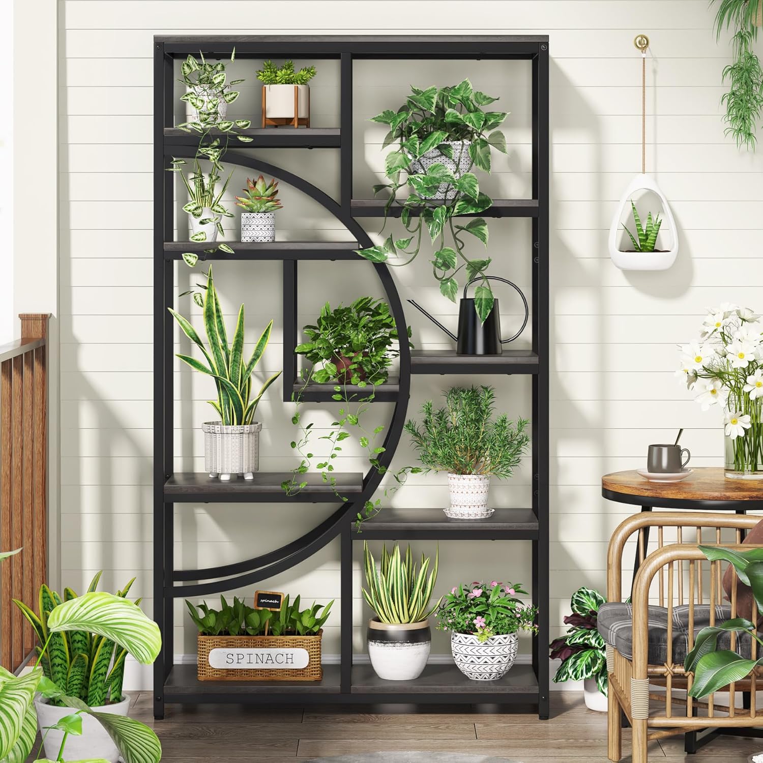 37.4 Inch 5-Tier Industrial Bookshelf for Living Room, Bedroom, Home Office