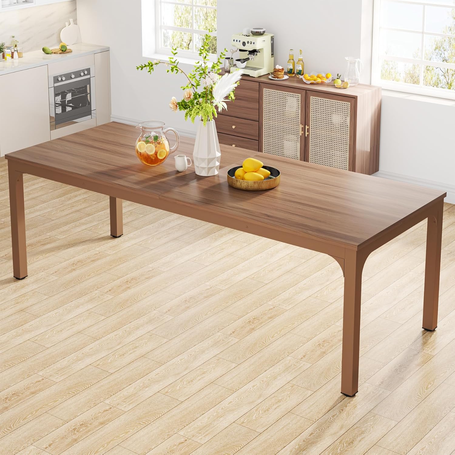 Rectangular Dining Table, 78 inch Long Kitchen Table for 6-8 People