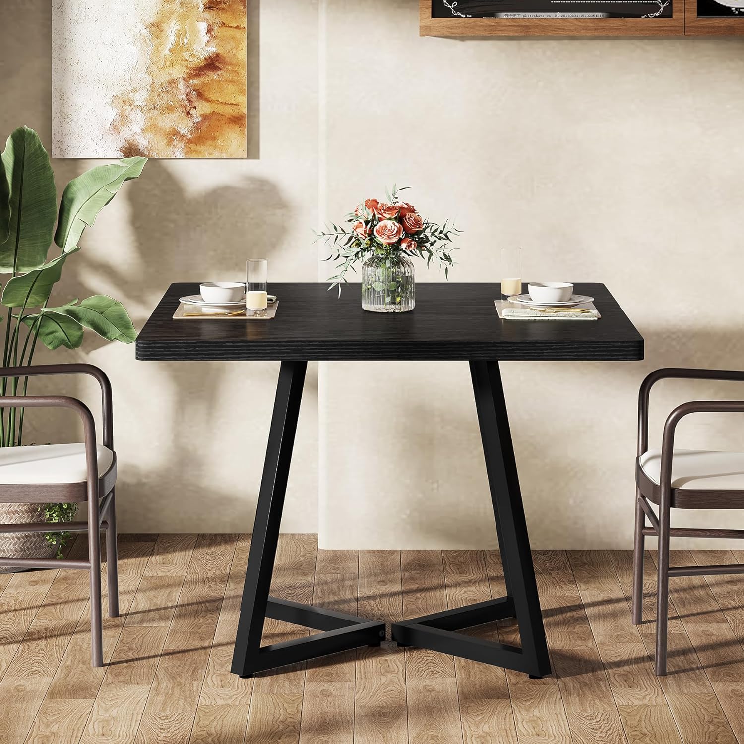 31.5" Square Dining Table, Wood Kitchen Table for 4